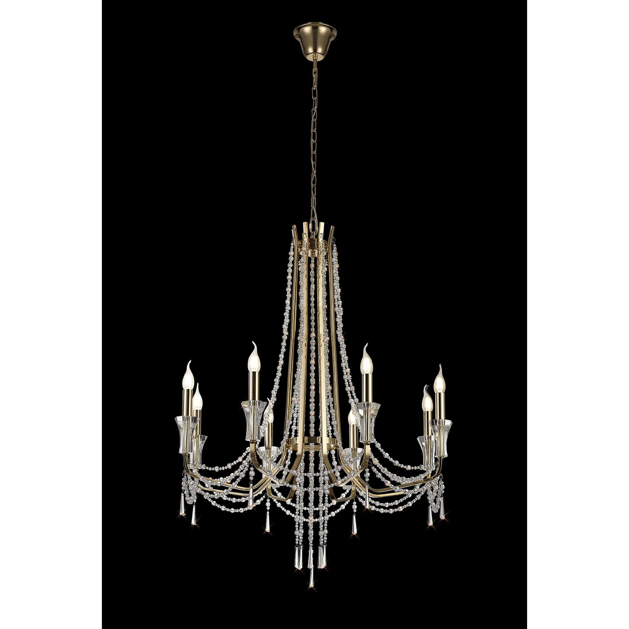 Diyas Armand Pendant 8 Light E14 - French Gold/Crystal