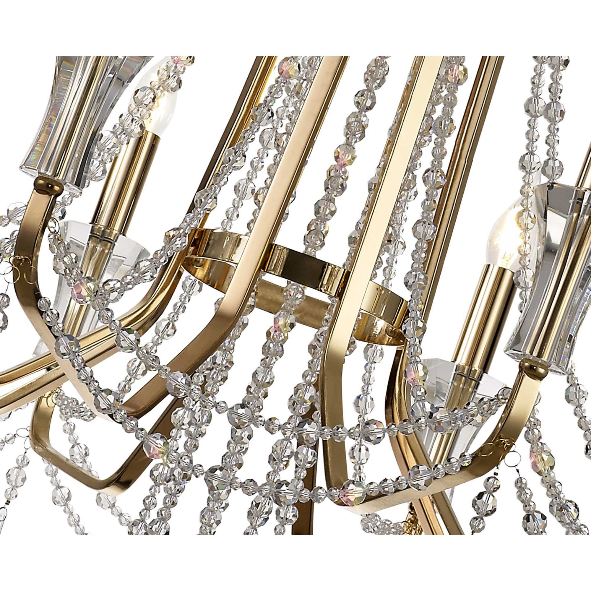 Diyas Armand Pendant 8 Light E14 - French Gold/Crystal