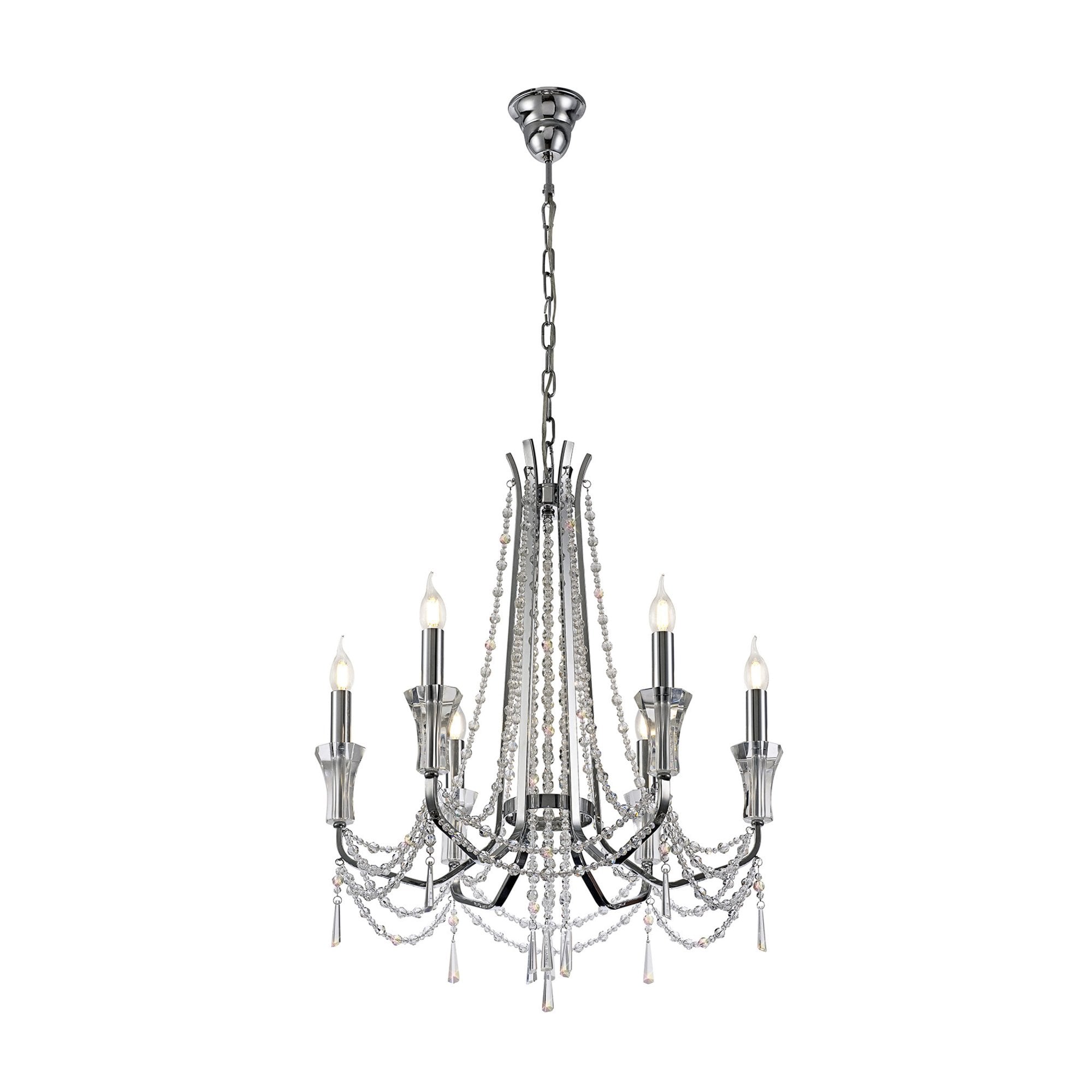 Diyas Armand Pendant 6 Light E14 - Polished Chrome/Crystal