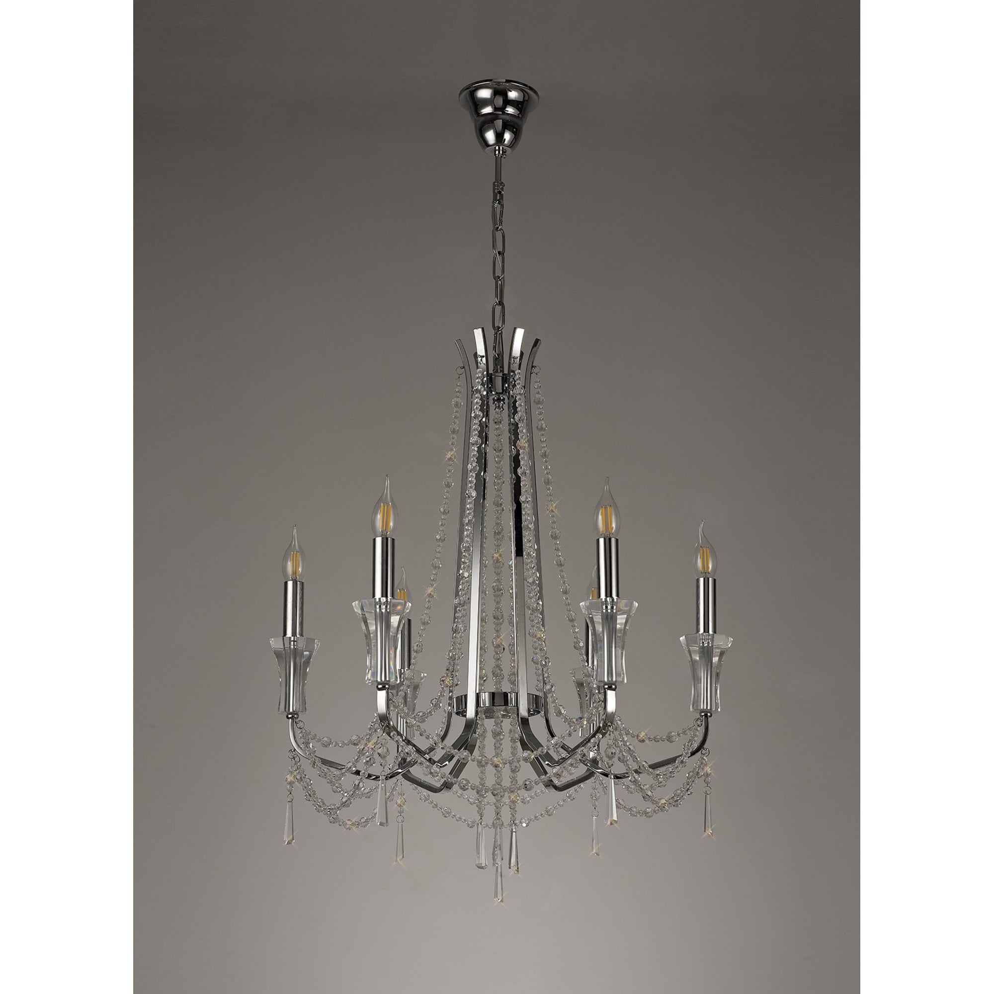 Diyas Armand Pendant 6 Light E14 - Polished Chrome/Crystal