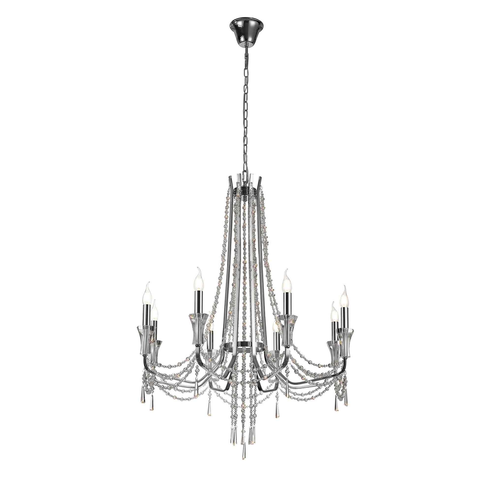 Diyas Armand Pendant 8 Light E14 - Polished Chrome/Crystal