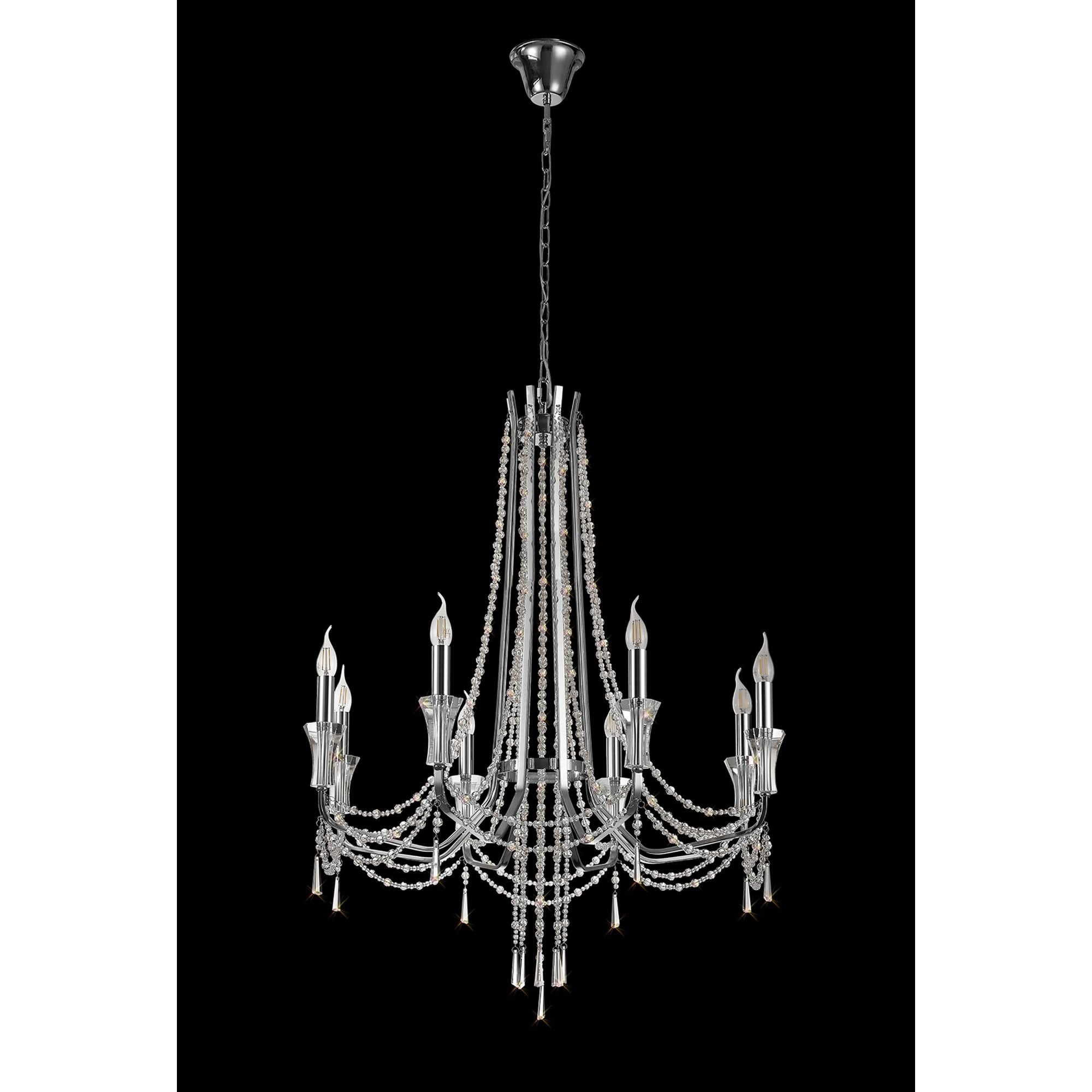 Diyas Armand Pendant 8 Light E14 - Polished Chrome/Crystal