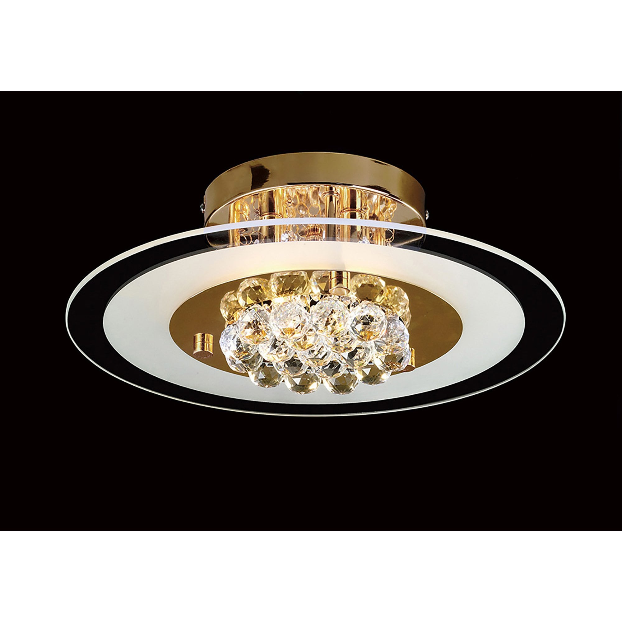 Diyas IL32021 Delmar Flush Round 4 Light French Gold/Glass/Crystal