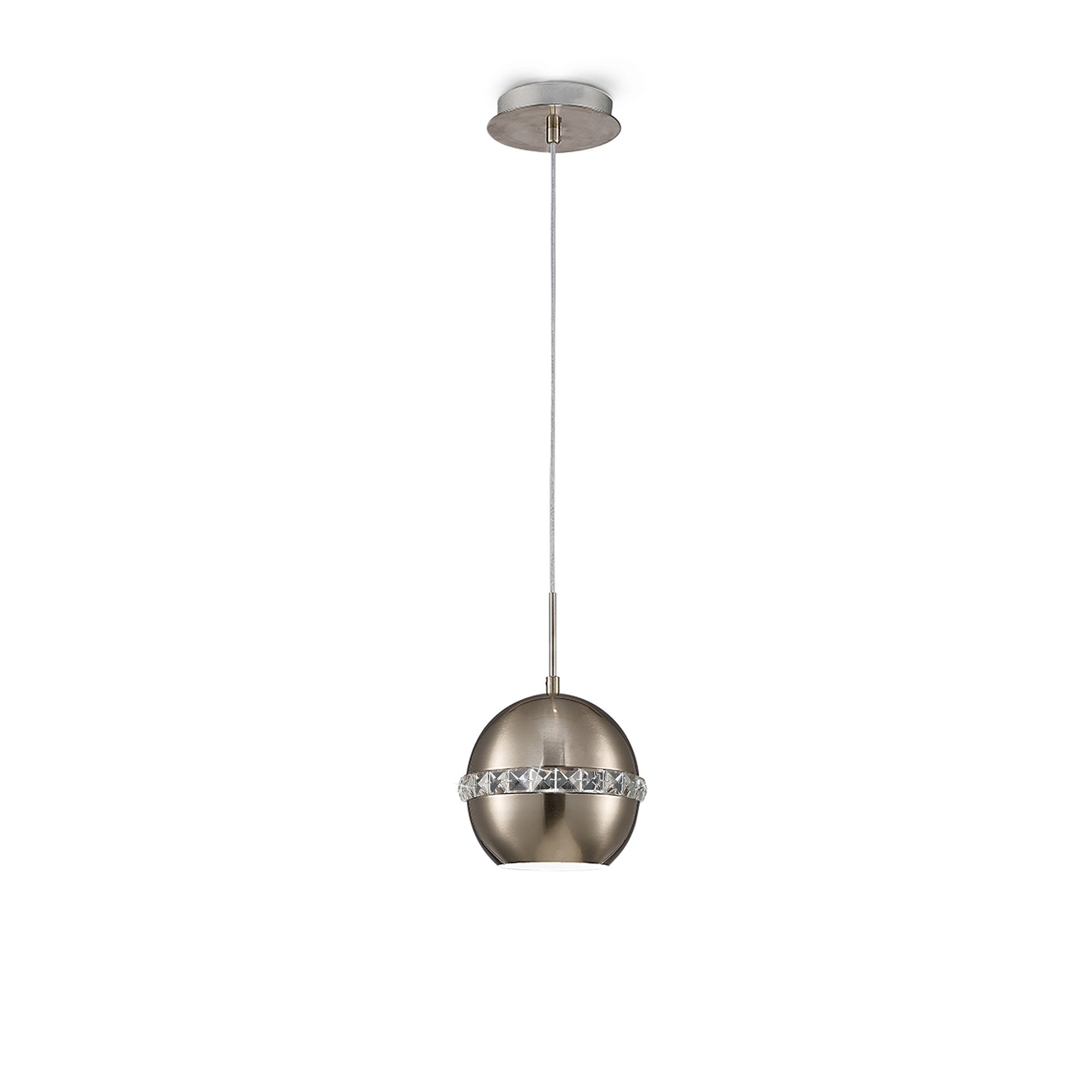 Diyas IL31612 Andrea Single Pendant 1 Light E27 Satin Nickel/Crystal