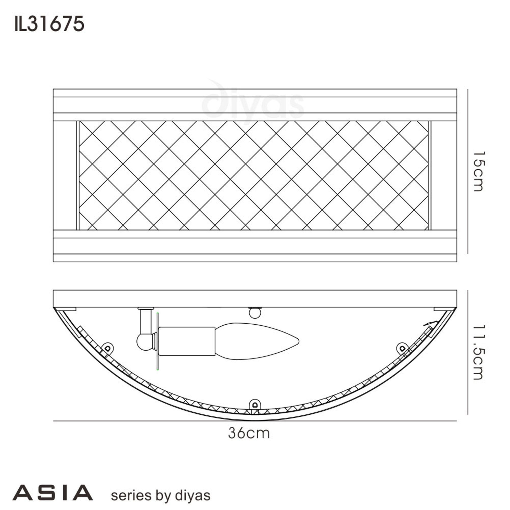 Diyas IL31675 Asia Wall Light 1 Light E14 Oiled Bronze/Clear Glass