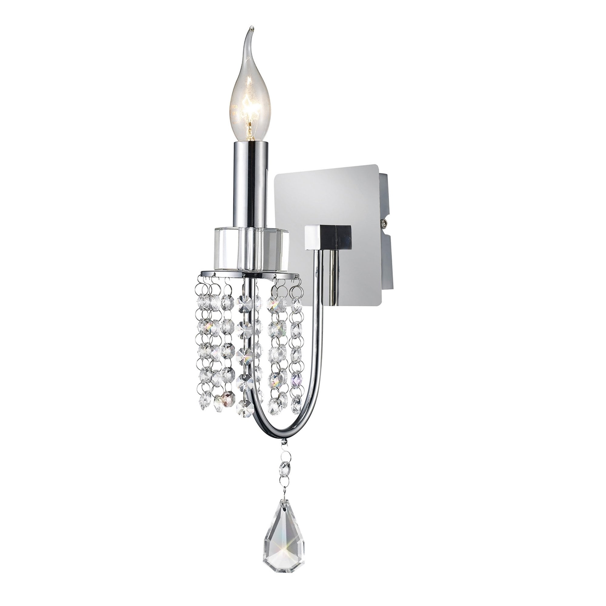 Diyas IL31540 Emily Wall Light Switched 1 Light Polished Chrome/Crystal