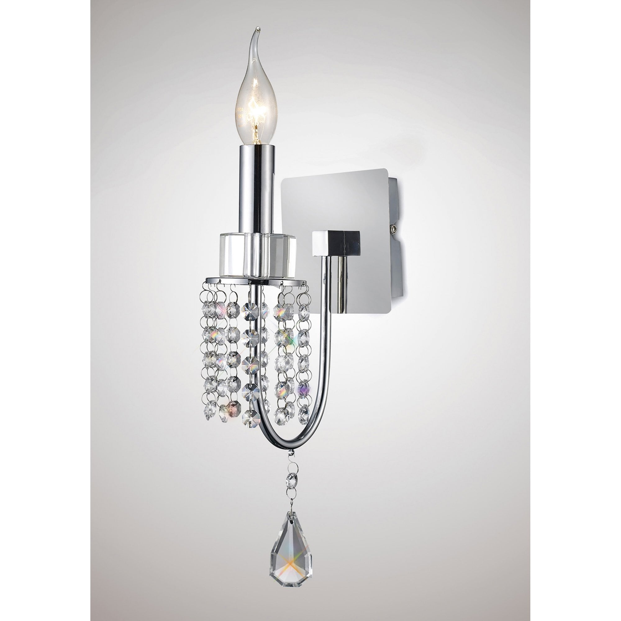 Diyas IL31540 Emily Wall Light Switched 1 Light Polished Chrome/Crystal