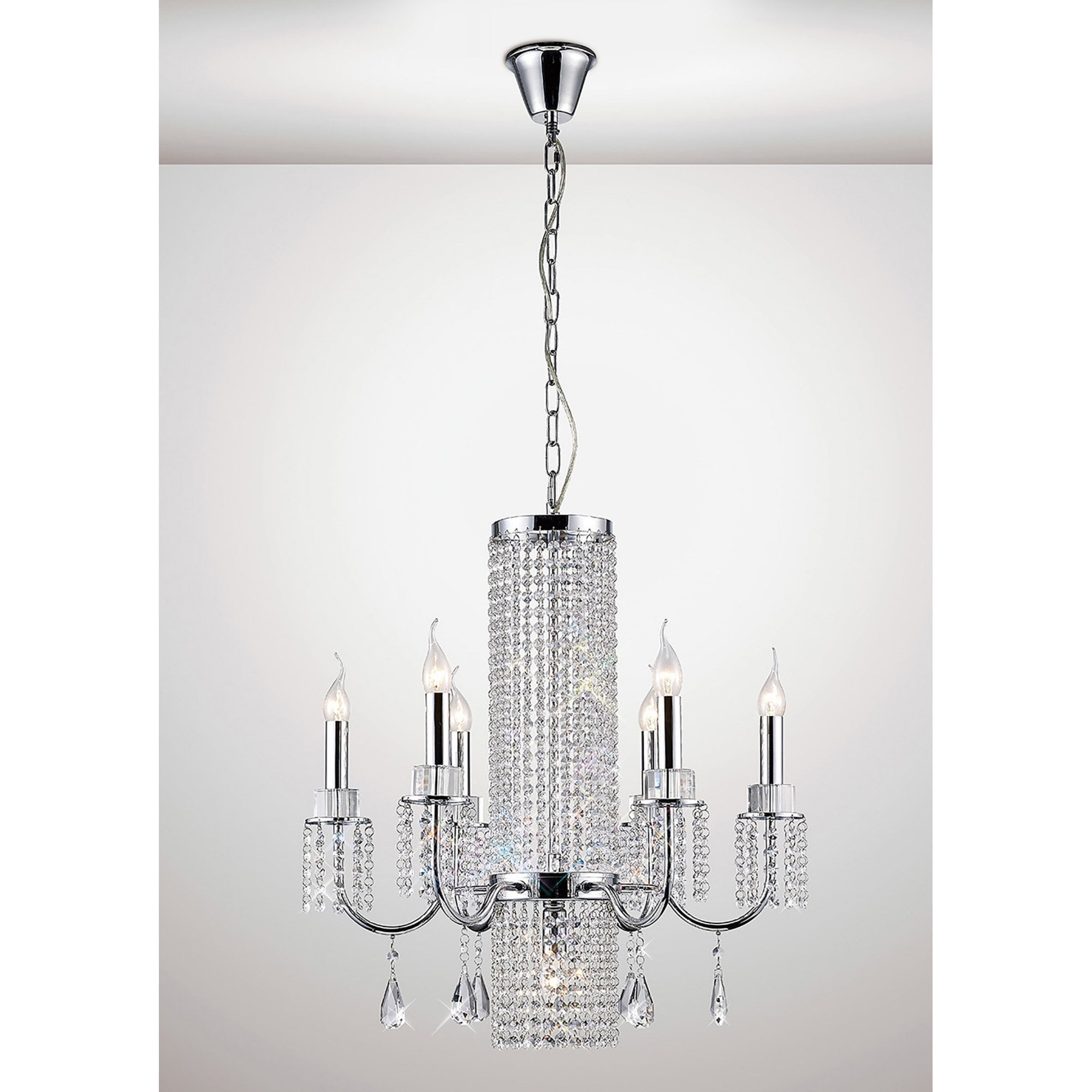Diyas IL31543 Emily Pendant 6+1 Light Polished Chrome/Crystal