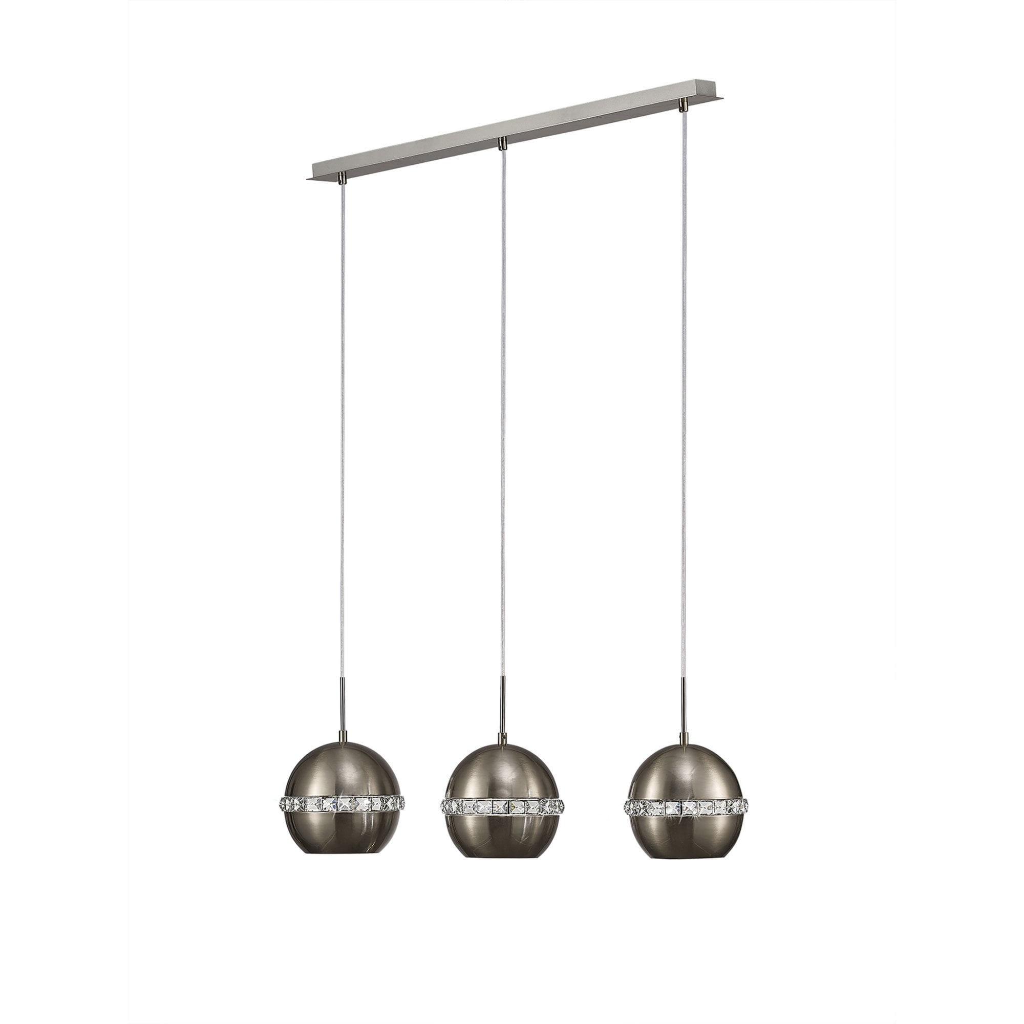 Diyas IL31613 Andrea Pendant 3 Light E27 Linear Polished Chrome/Crystal