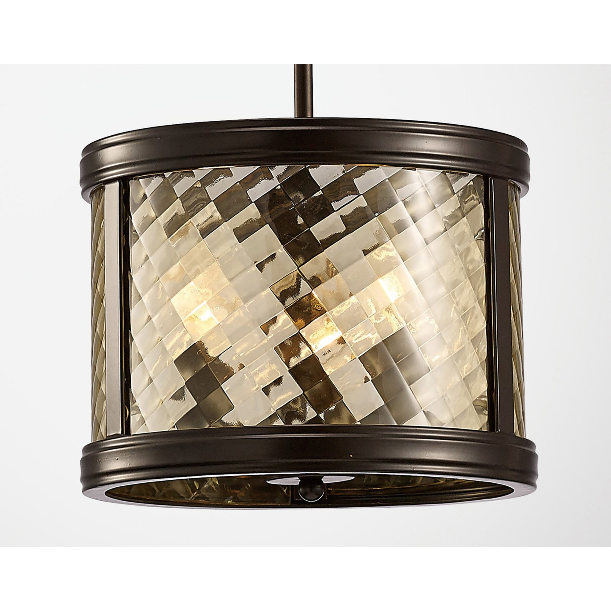 Diyas IL31676 Asia Pendant/Semi Ceiling Convertible 3 Light E14 Oiled Bronze/Clear Glass