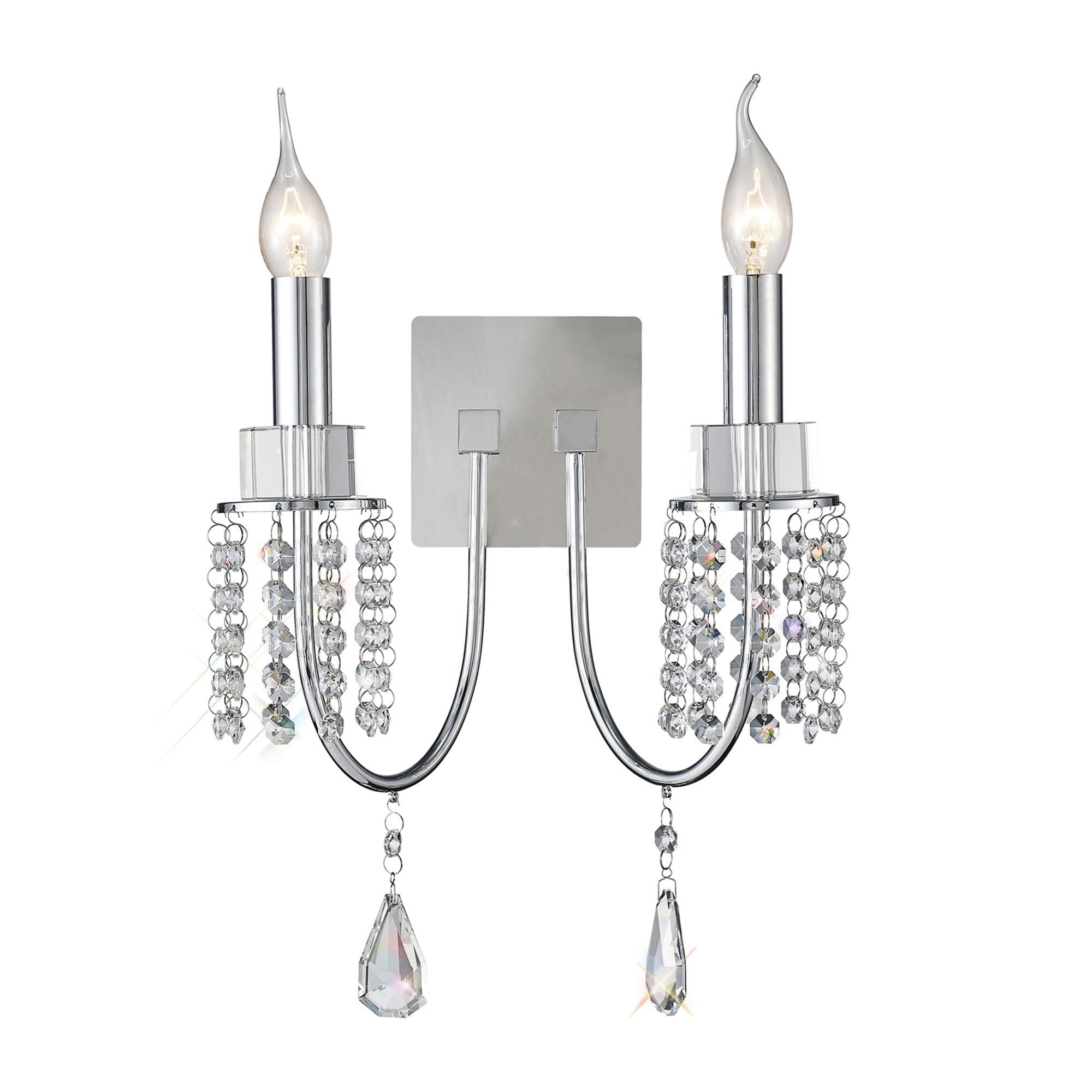 Diyas IL31541 Emily Wall Light Switched 2 Light Polished Chrome/Crystal