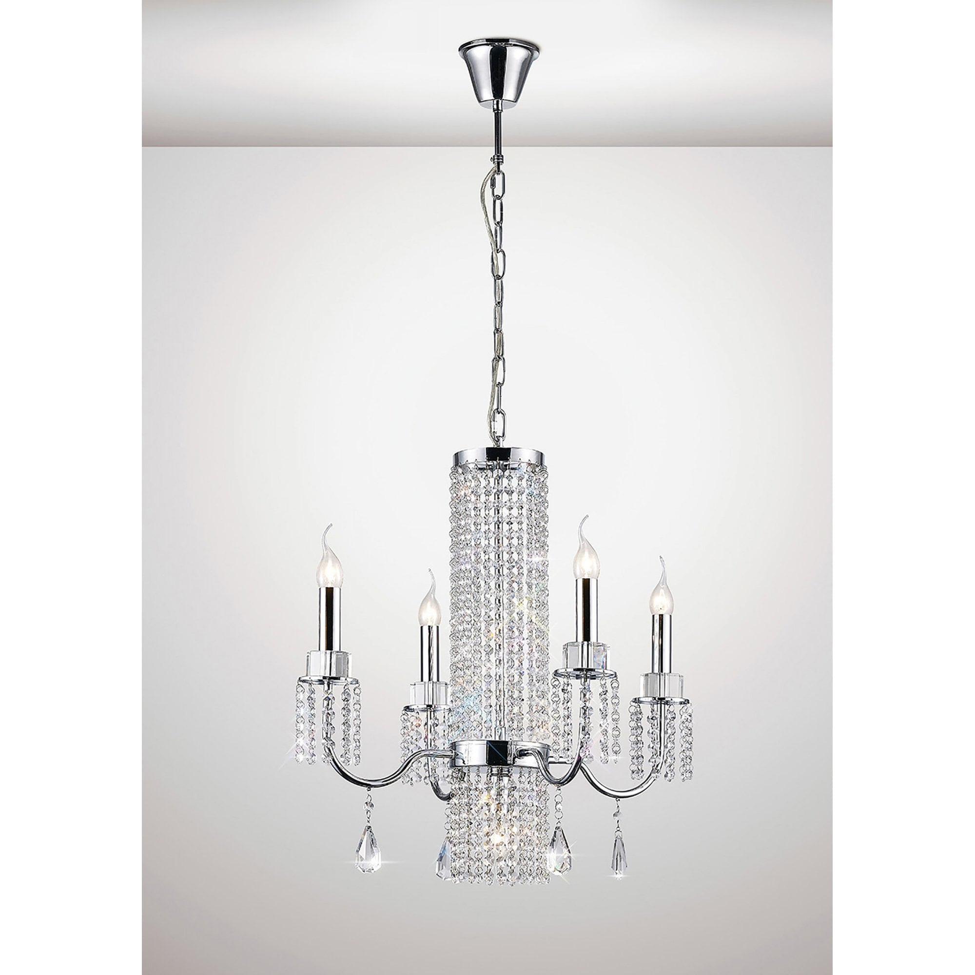 Diyas IL31542 Emily Pendant 4+1 Light Polished Chrome/Crystal