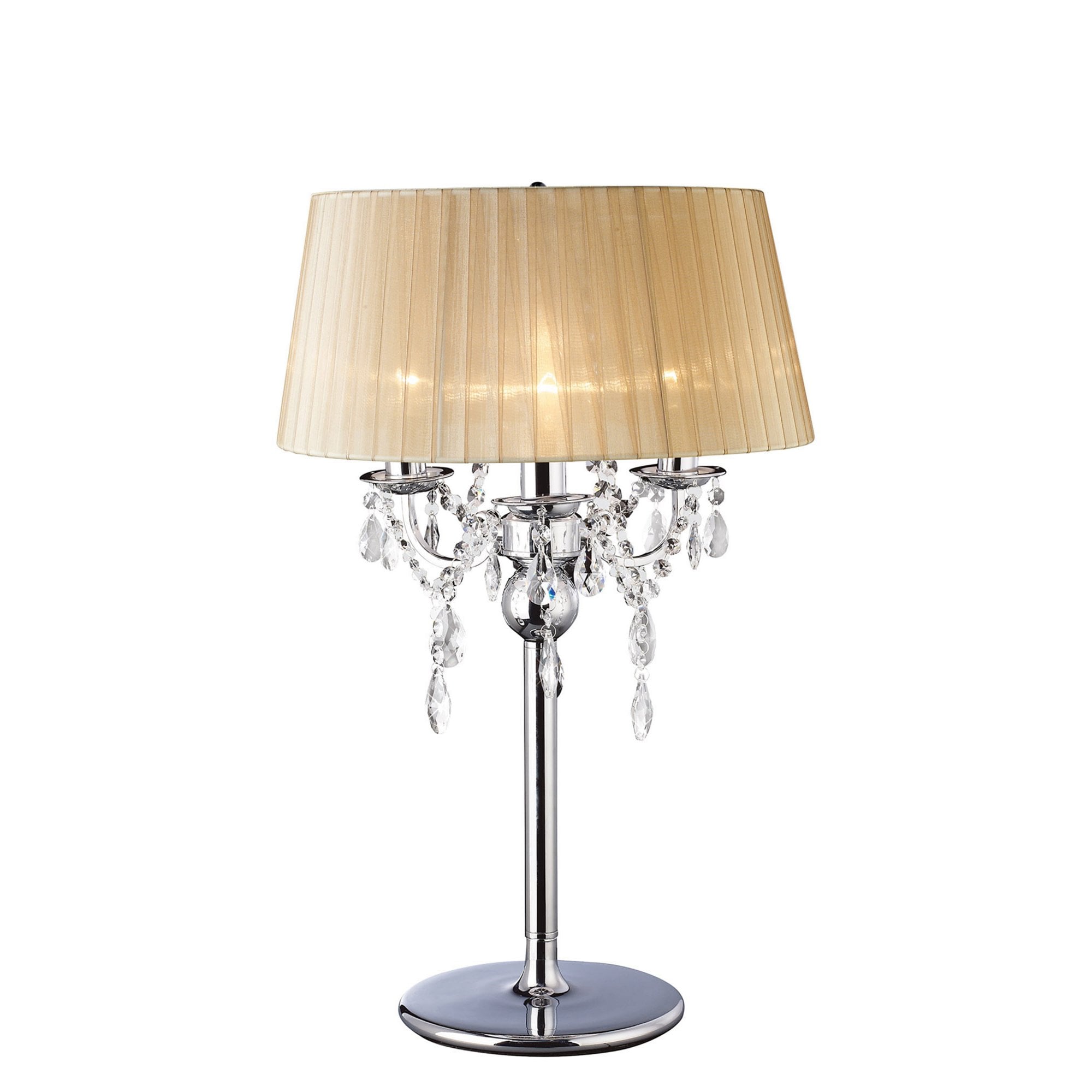 Diyas IL30062 Olivia Table Lamp With Soft Bronze Shade 3 Light Polished Chrome/Crystal