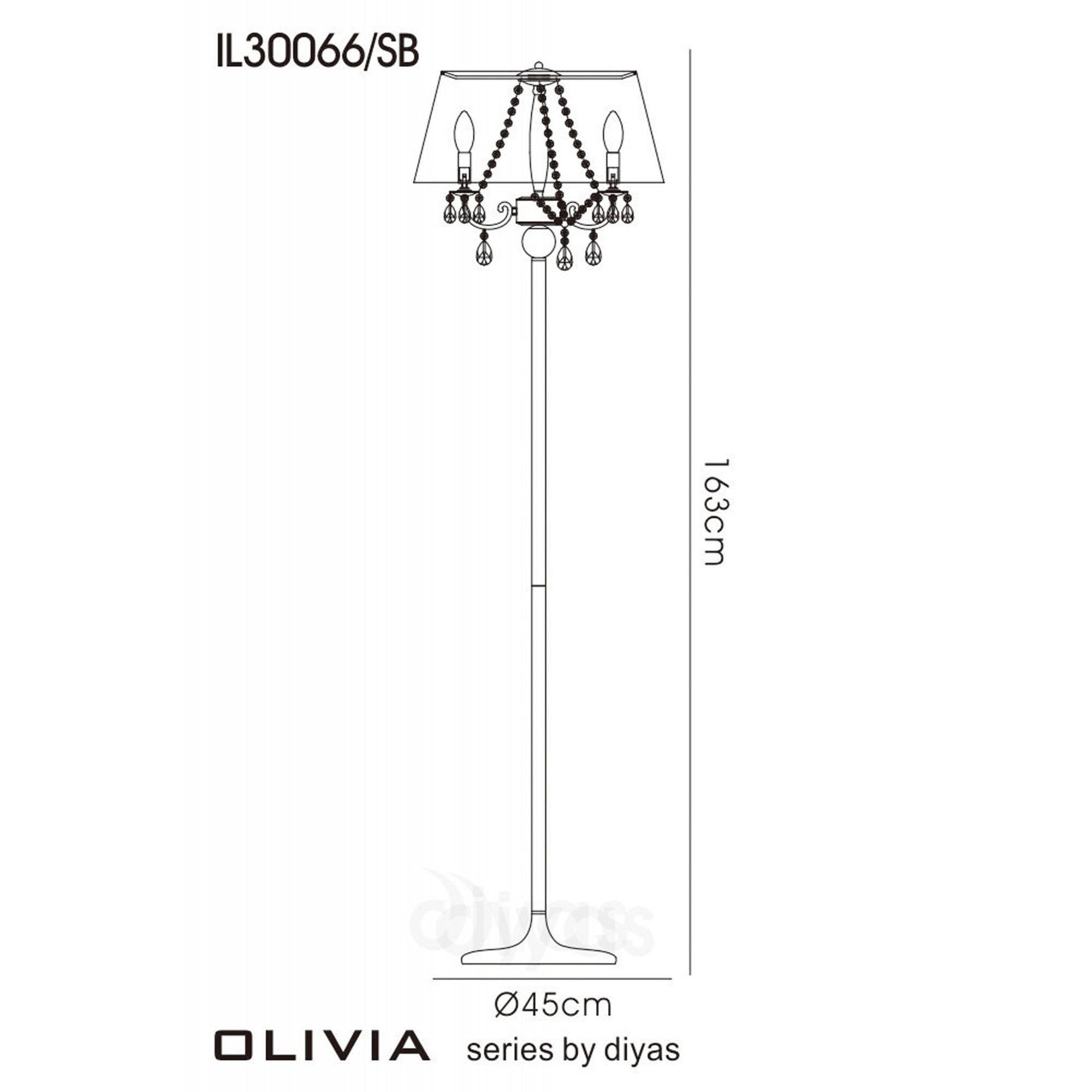 Diyas IL30063 Olivia Floor Lamp With Soft Bronze Shade 3 Light Polished Chrome/Crystal