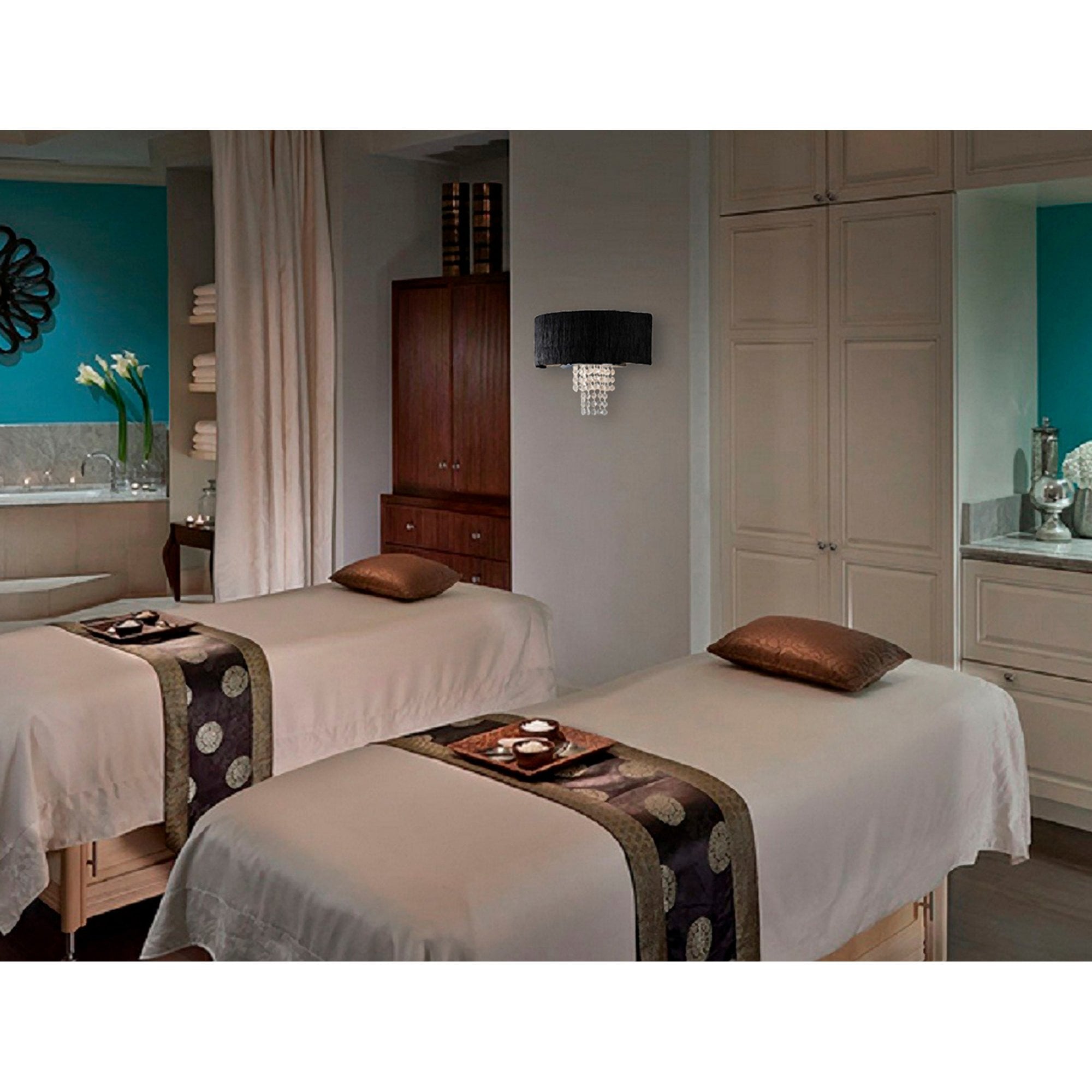 Diyas IL30271/BL Nerissa Wall Light With Black Shade 2 Light Polished Chrome/Crystal