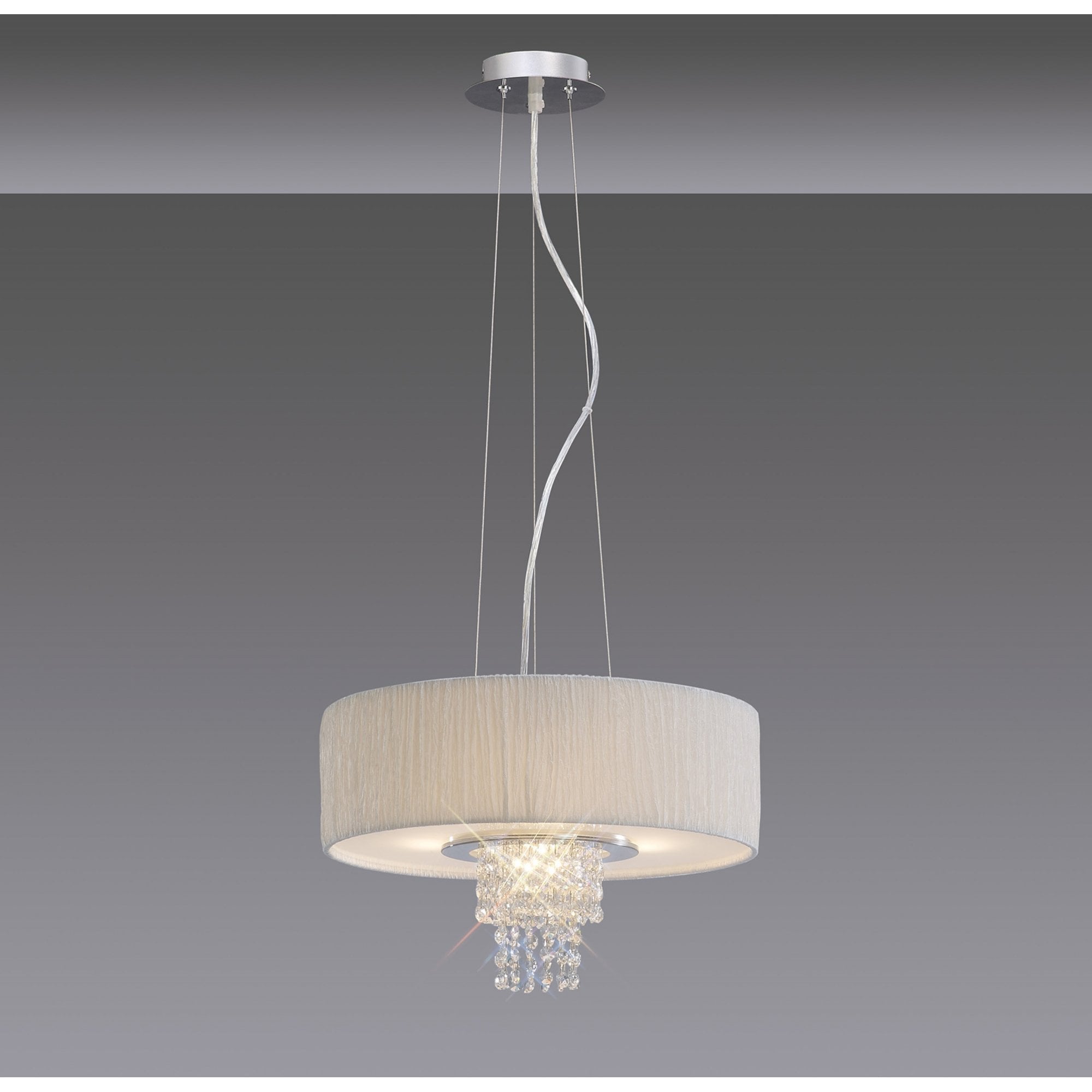 Diyas IL30272/WH Nerissa Pendant With White Shade 4 Light Polished Chrome/Crystal