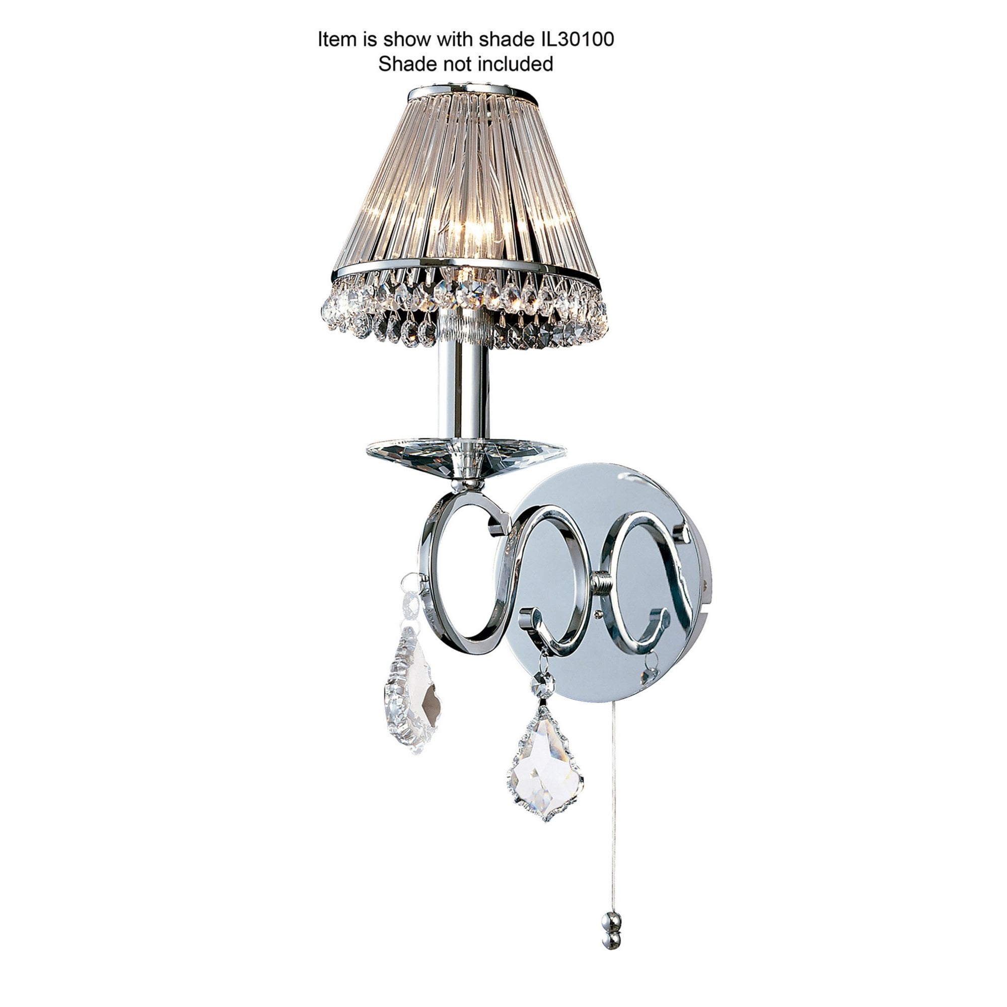 Diyas IL30311 Torino Wall Light Switched 1 Light Polished Chrome/Crystal