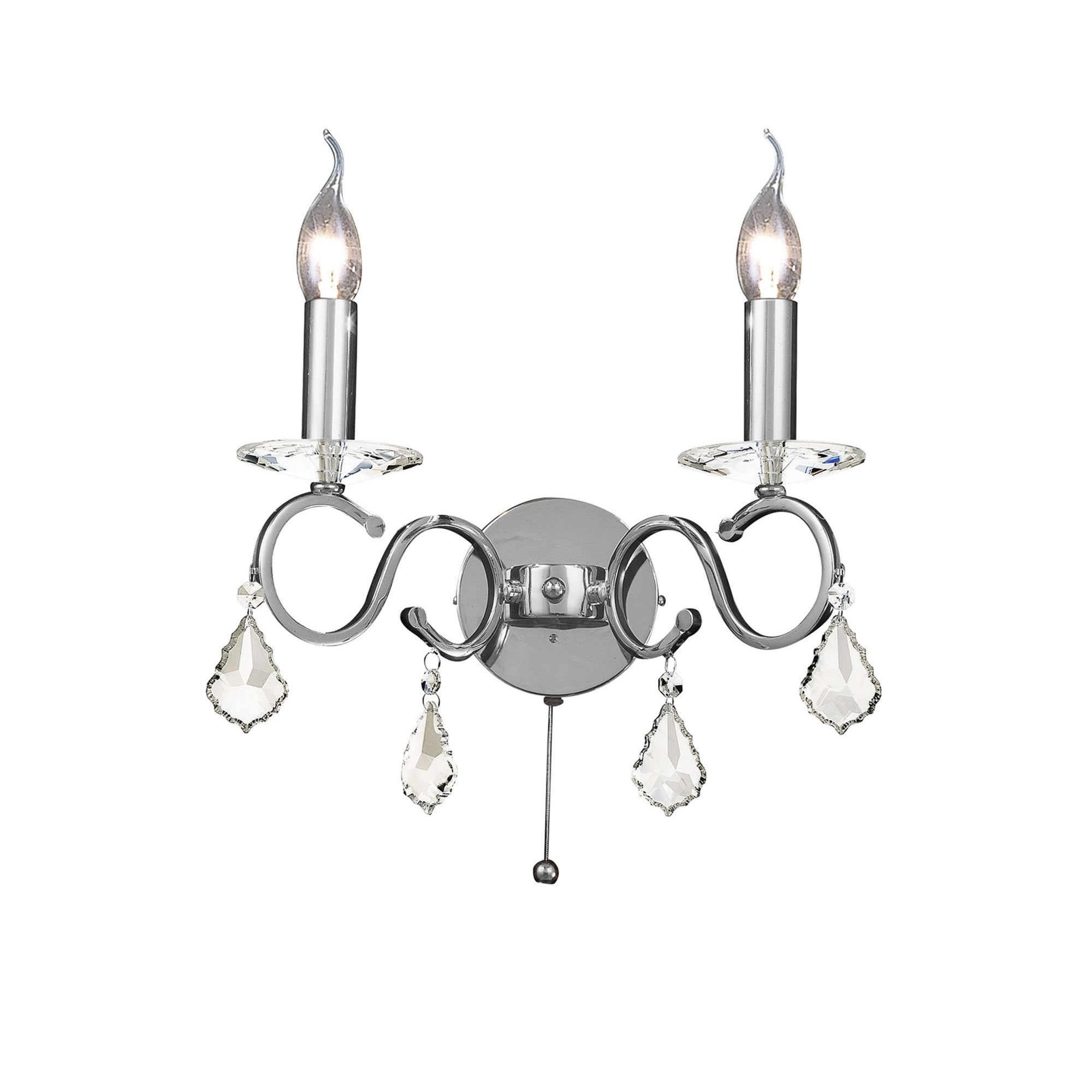 Diyas IL30312 Torino Wall Light Switched 2 Light Polished Chrome/Crystal