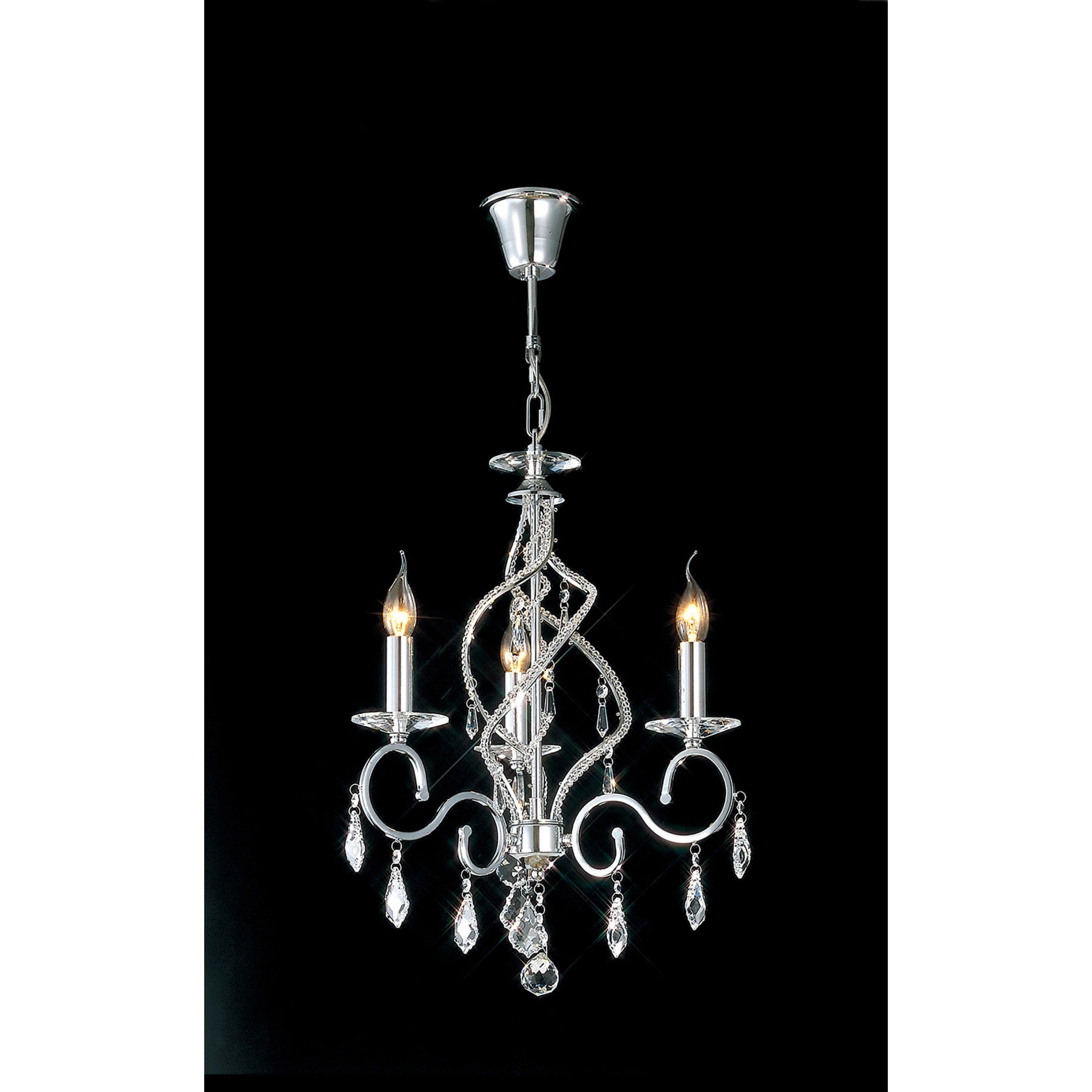 Diyas IL30313 Torino Pendant 3 Light Polished Chrome/Crystal