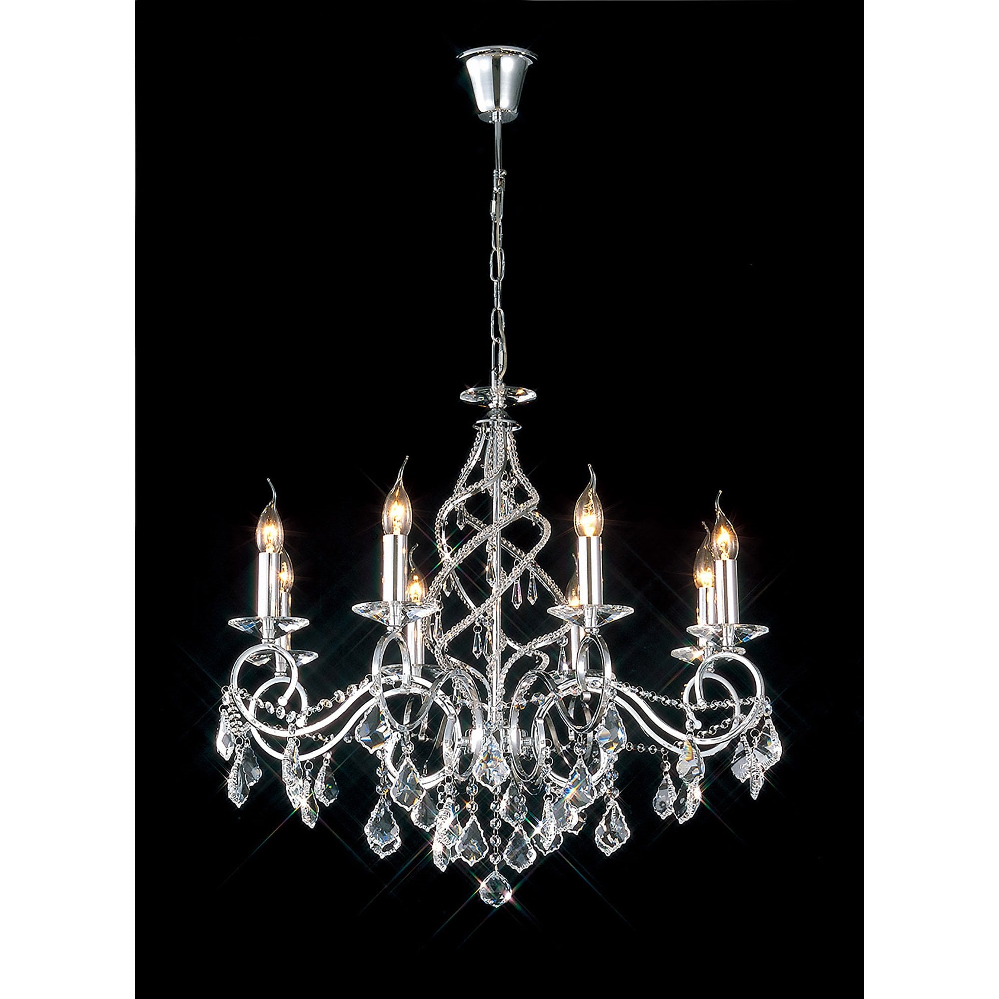 Diyas IL30318 Torino Pendant 8 Light Polished Chrome/Crystal