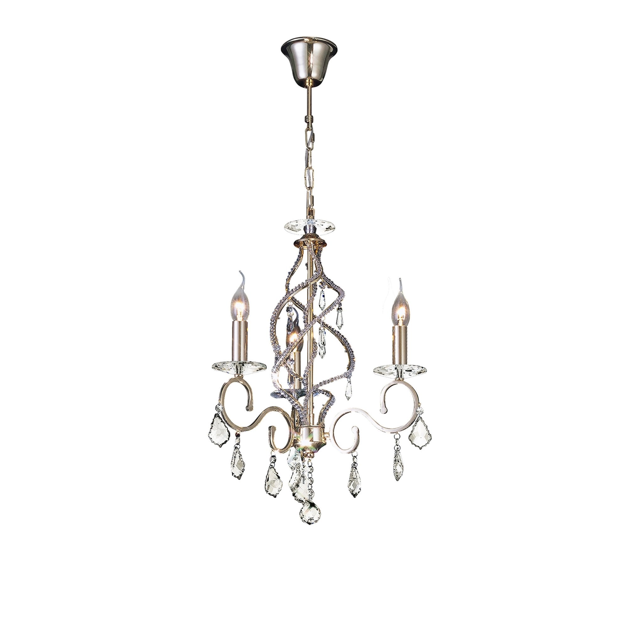 Diyas IL30323 Torino Pendant 3 Light French Gold/Crystal