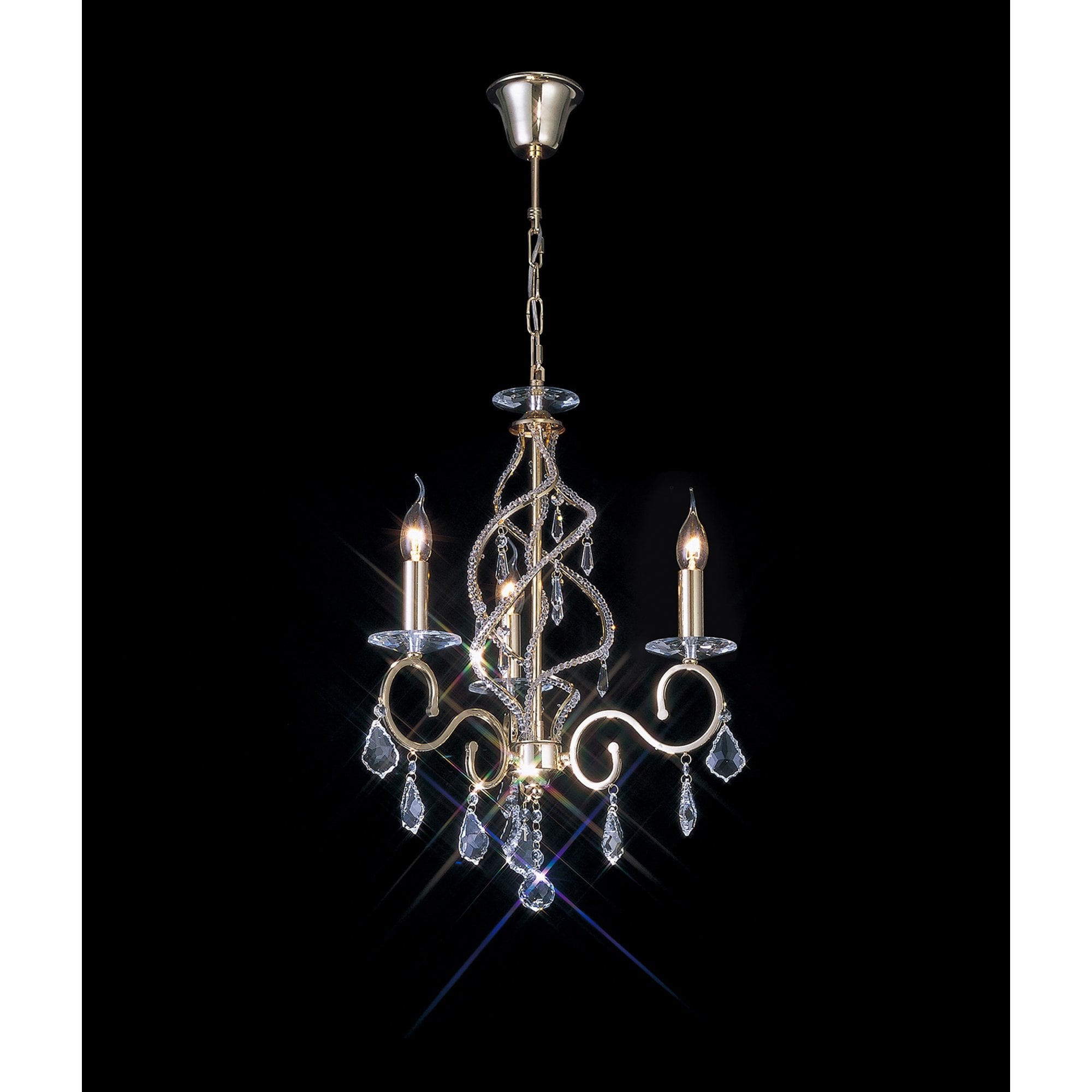 Diyas IL30323 Torino Pendant 3 Light French Gold/Crystal