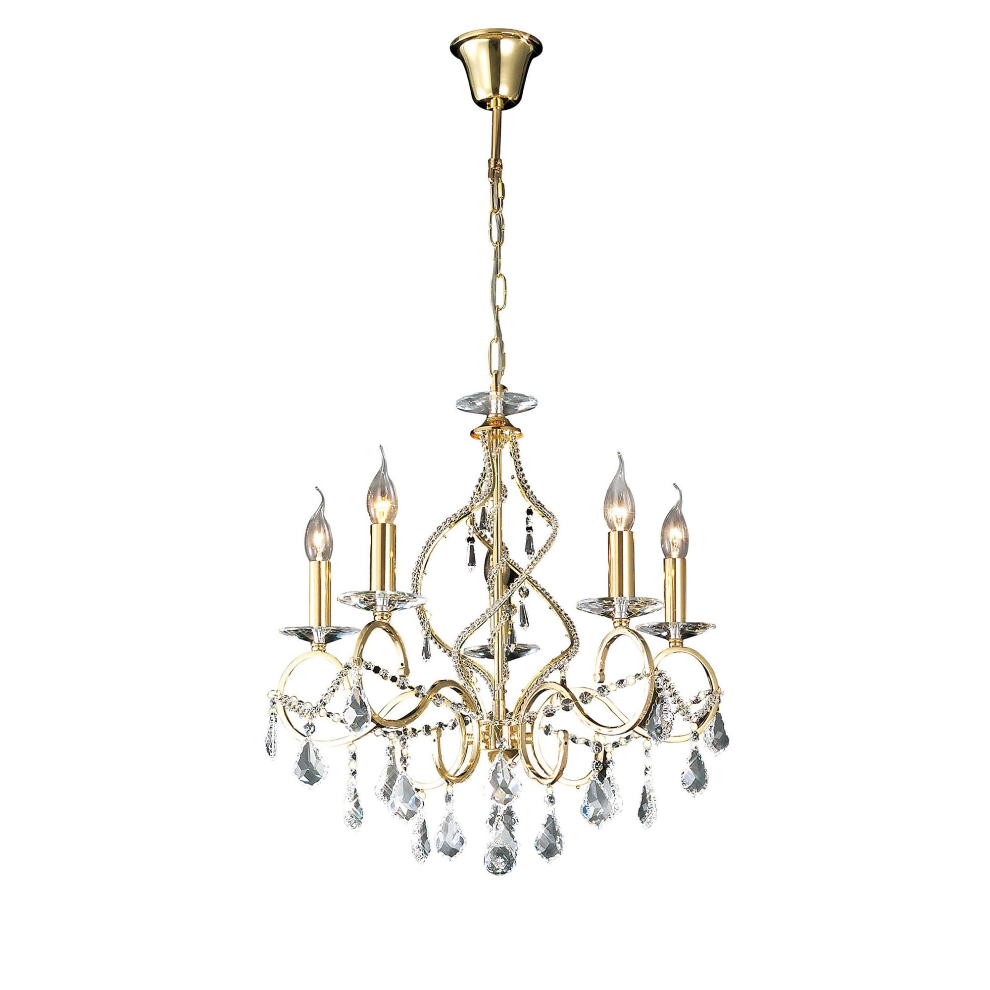 Diyas IL30325 Torino Pendant 5 Light French Gold/Crystal
