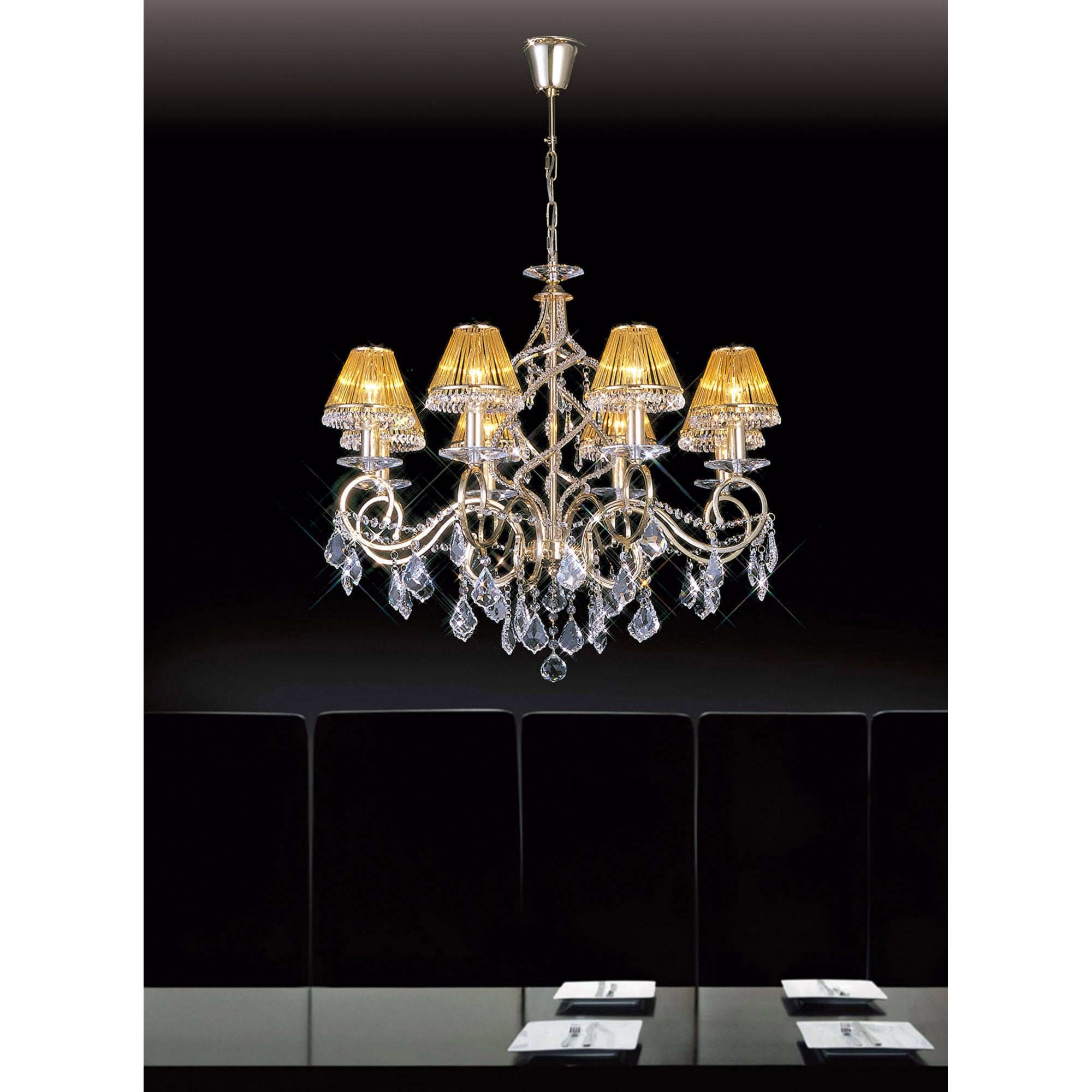 Diyas IL30328 Torino Pendant 8 Light French Gold/Crystal