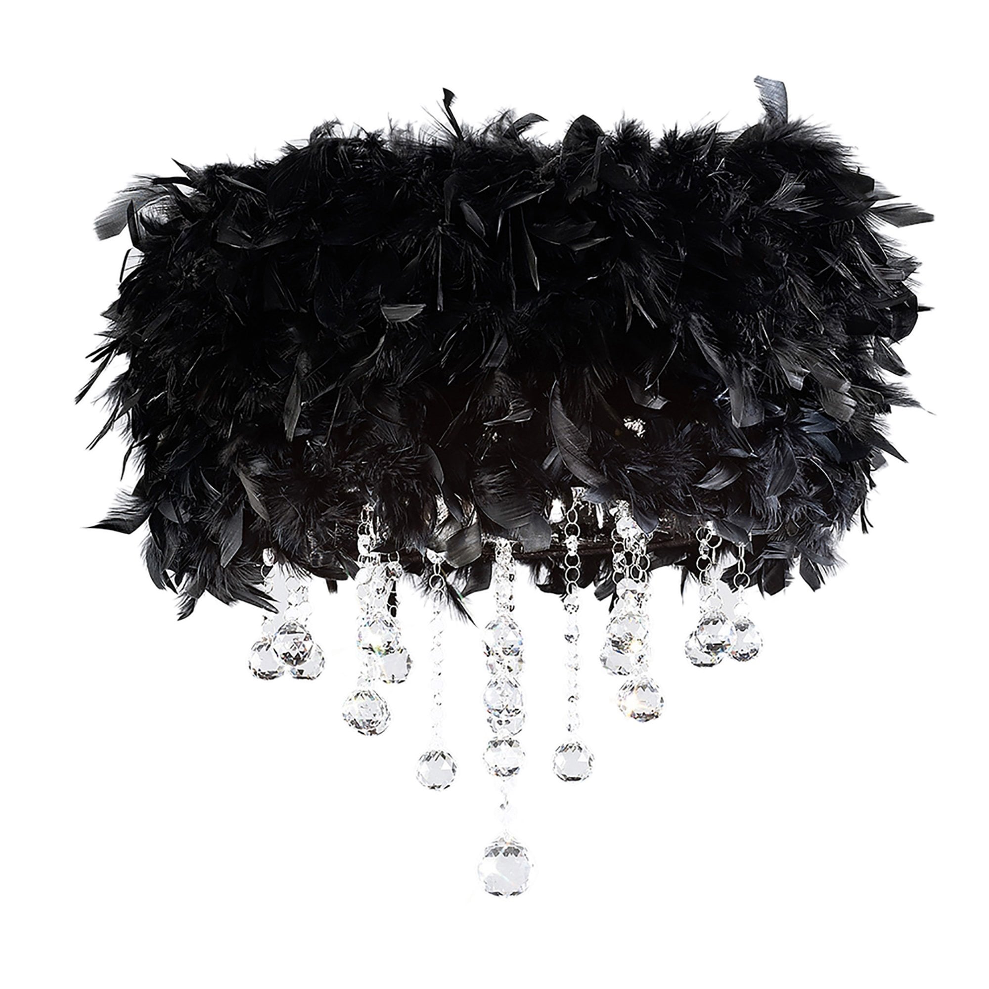 Diyas IL30741/BL Ibis Ceiling With Black Feather Shade 3 Light Polished Chrome/Crystal