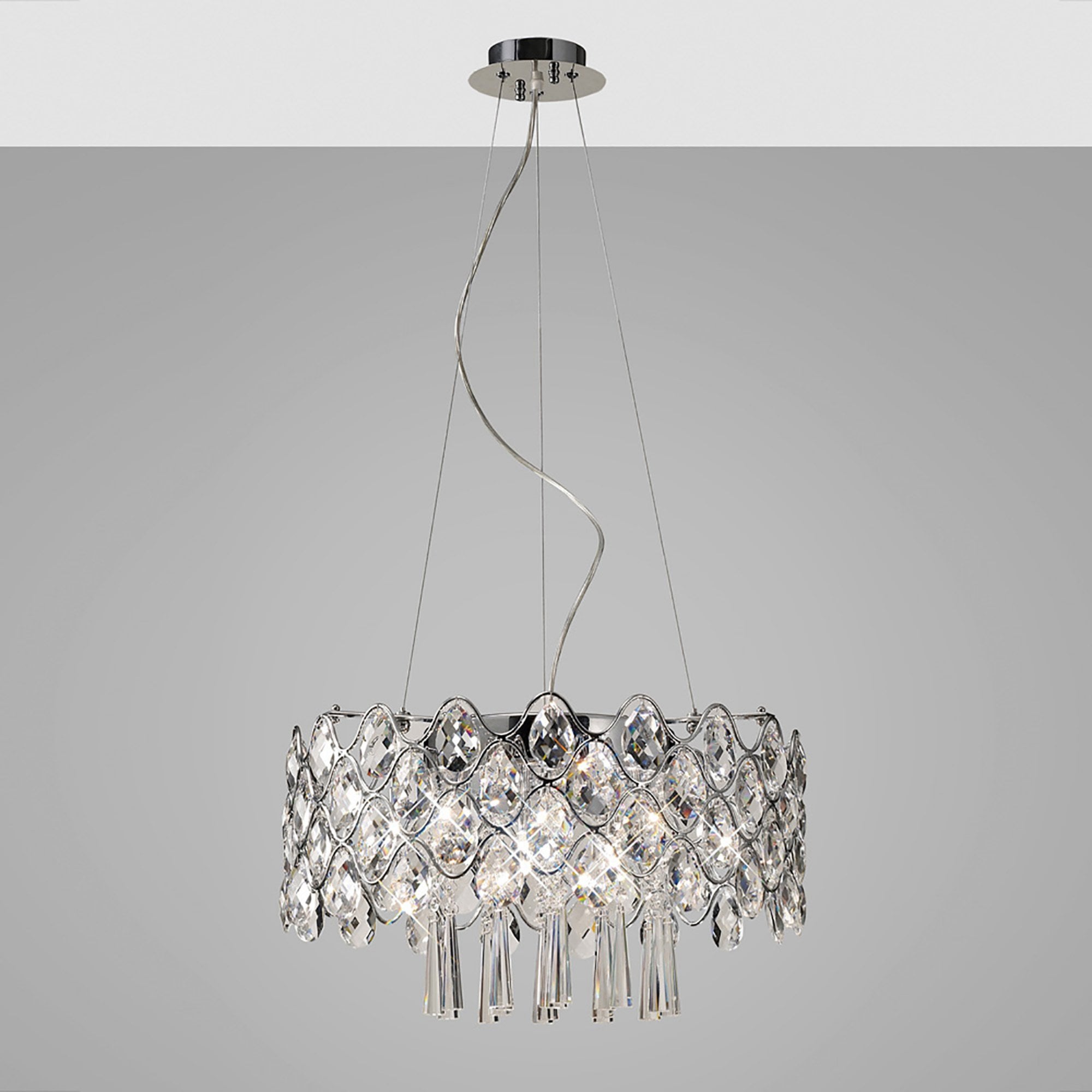 Diyas IL31061 Kenzie Pendant 10 Light G9 Polished Chrome/Crystal