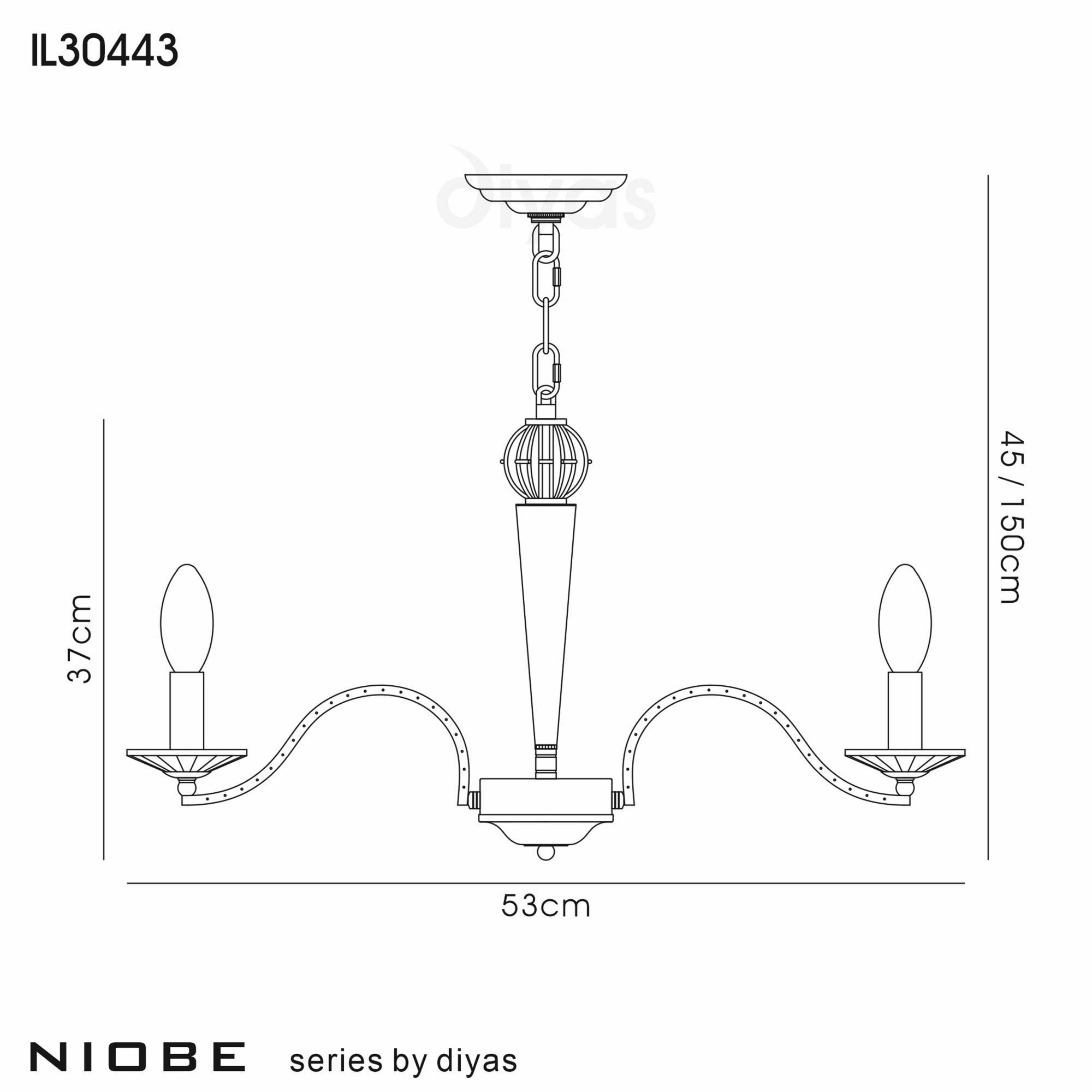 Diyas IL30443 Niobe Pendant 3 Light French Gold/Crystal