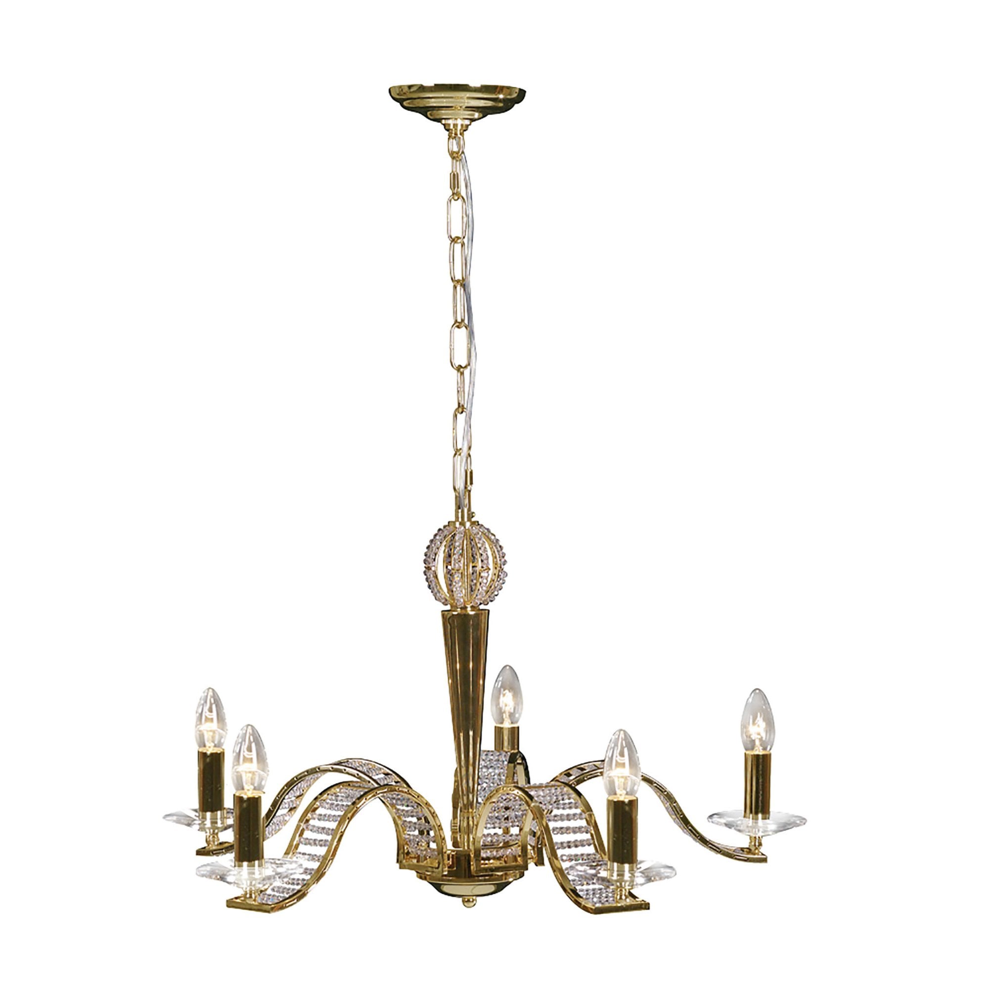 Diyas IL30445 Niobe Pendant 5 Light French Gold/Crystal
