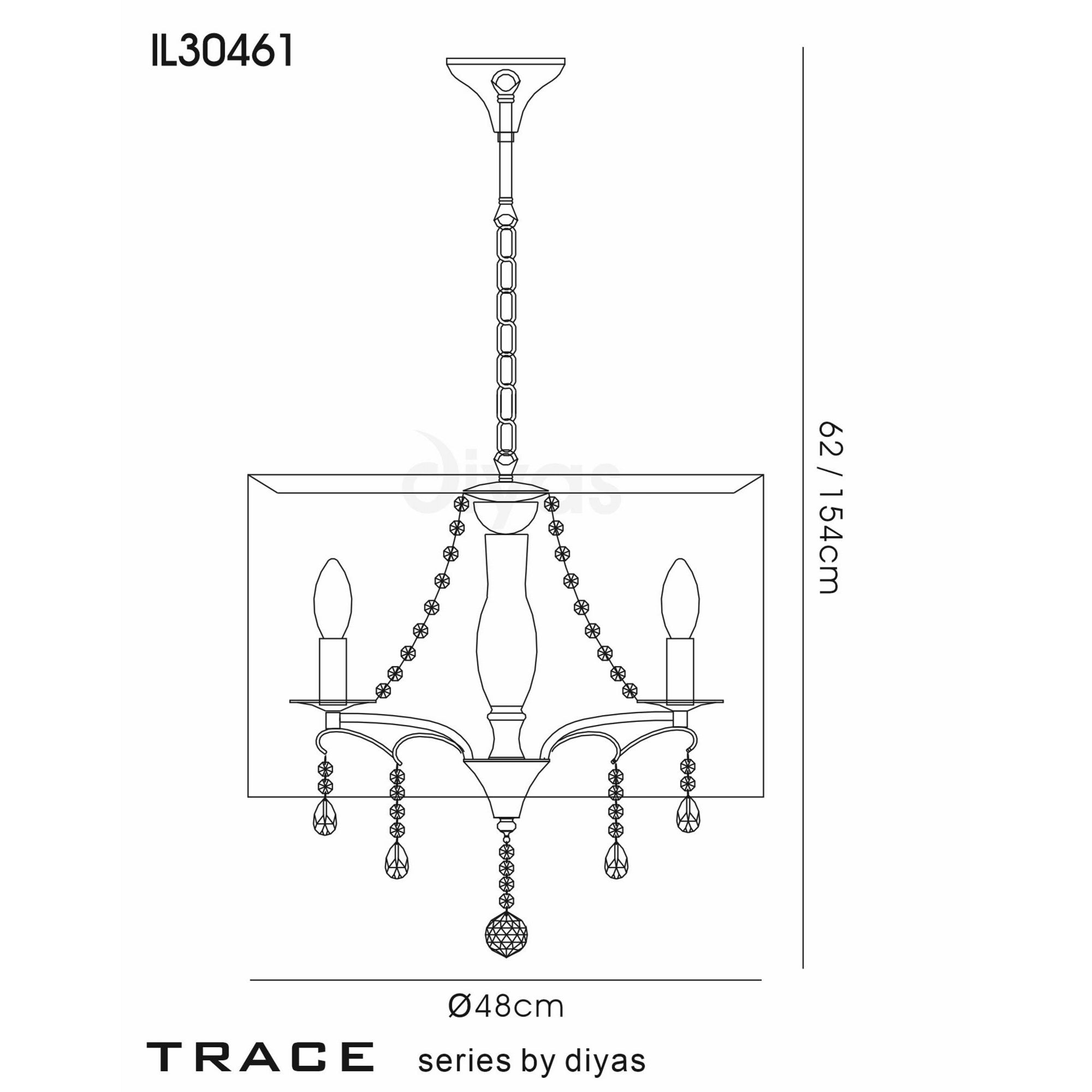 Diyas IL30461 Trace Pendant With Chrome Shade 5 Light Polished Chrome/PVC /Crystal