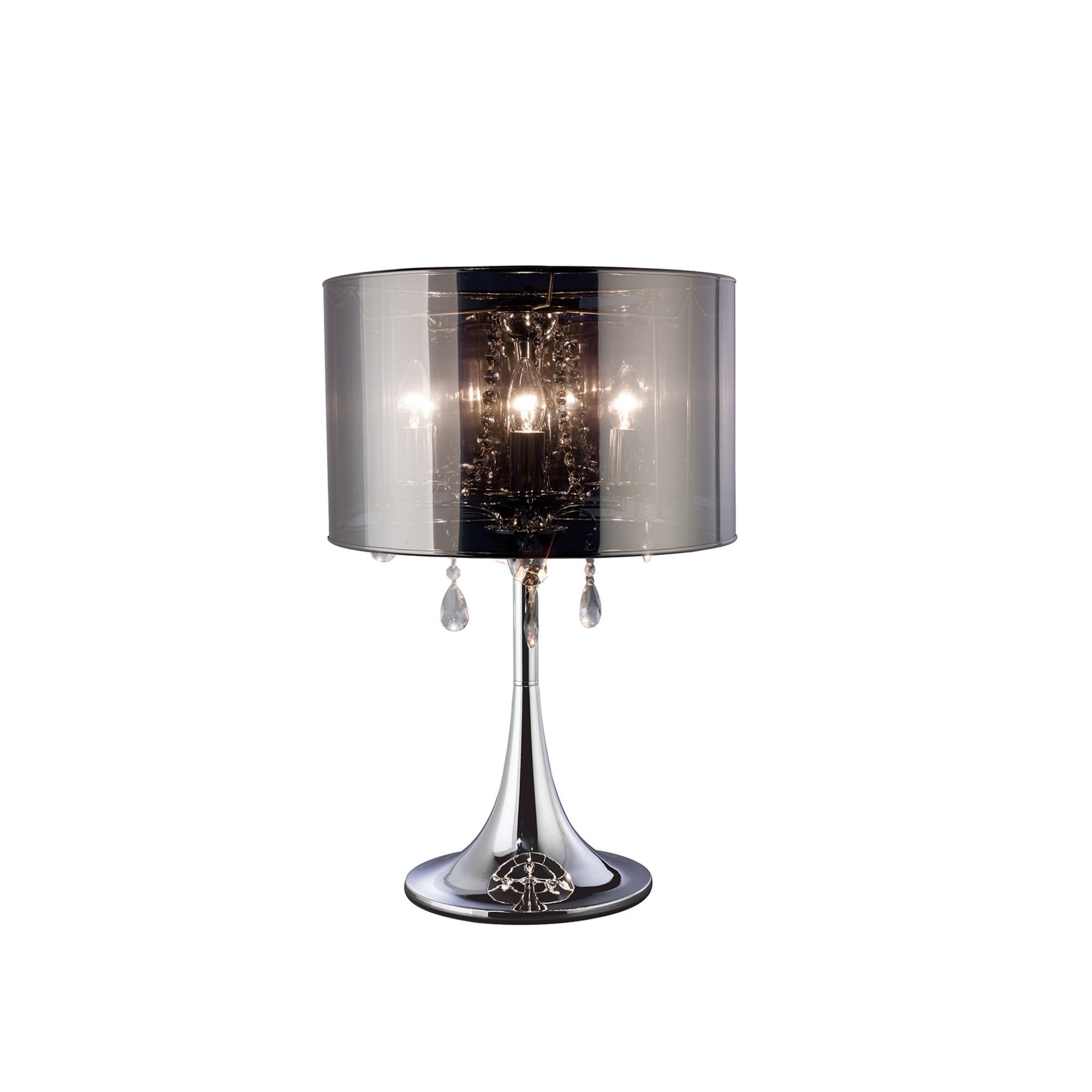 Diyas IL30462 Trace Table Lamp With Chrome Shade 3 Light Polished Chrome/PVC /Crystal