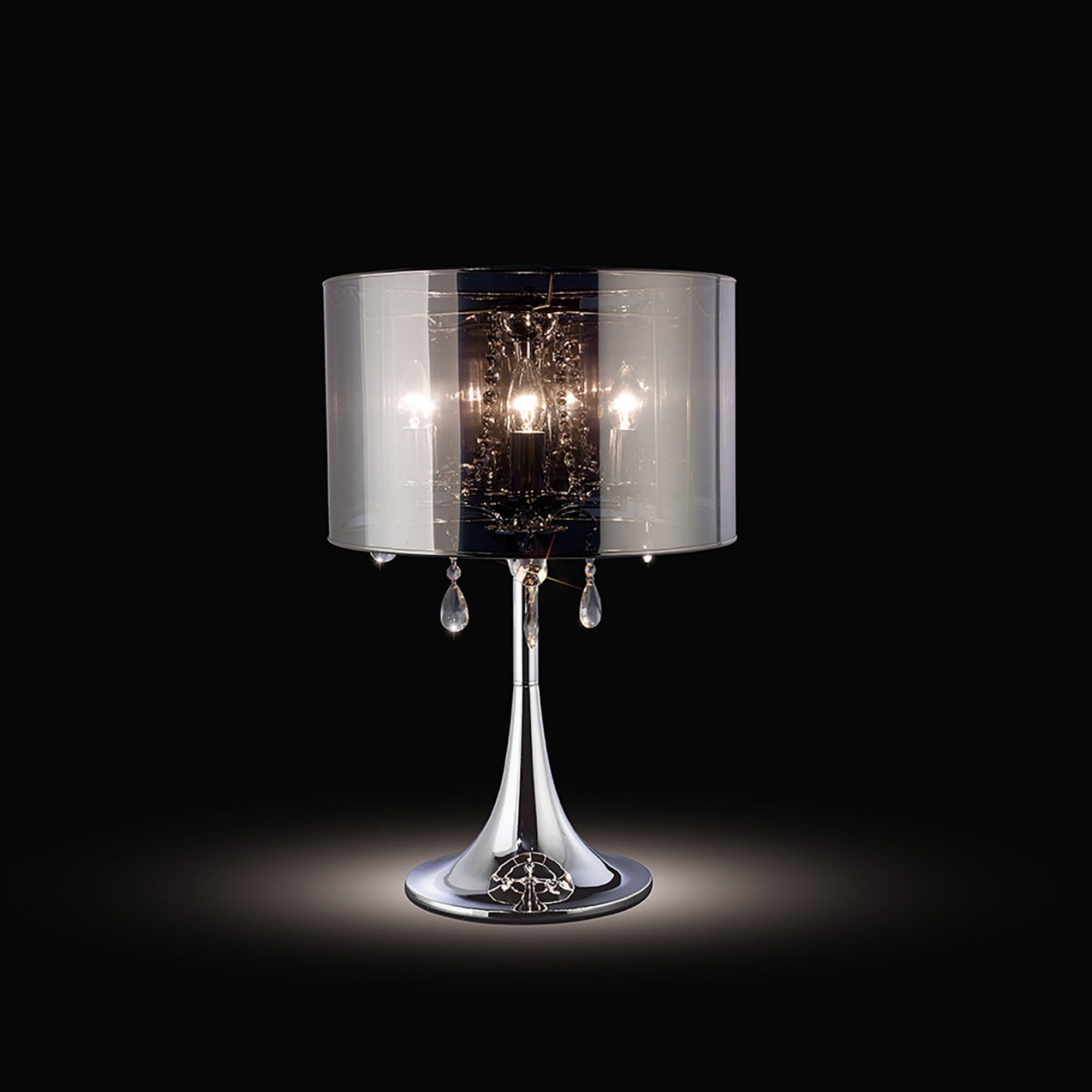 Diyas IL30462 Trace Table Lamp With Chrome Shade 3 Light Polished Chrome/PVC /Crystal