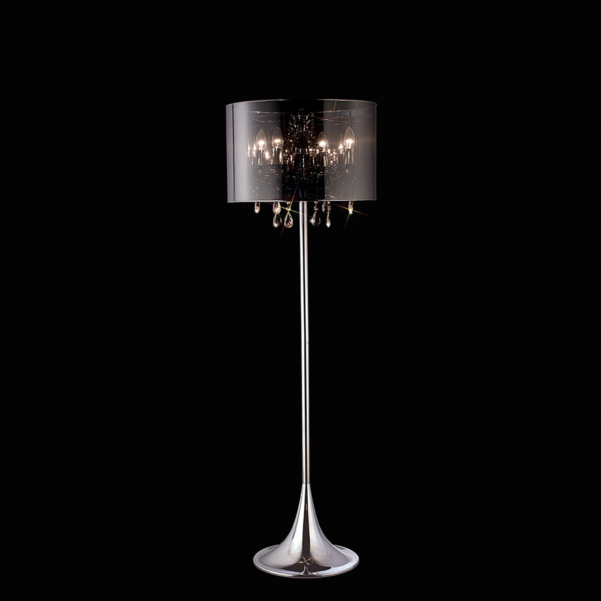 Diyas IL30463 Trace Floor Lamp With Chrome Shade 4 Light Polished Chrome//PVC/Crystal