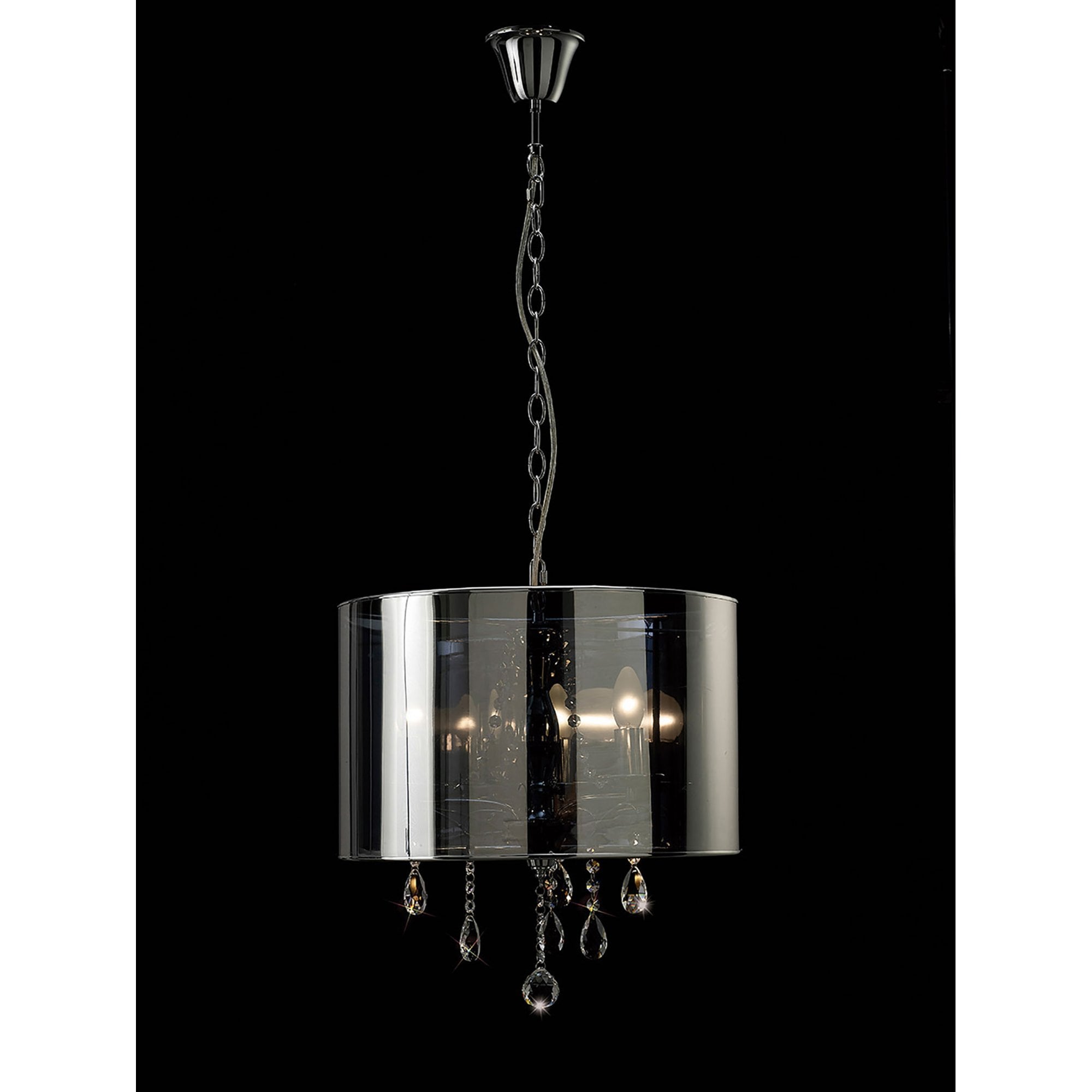 Diyas IL30464 Trace Pendant With Chrome Shade 3 Light Polished Chrome/PVC /Crystal