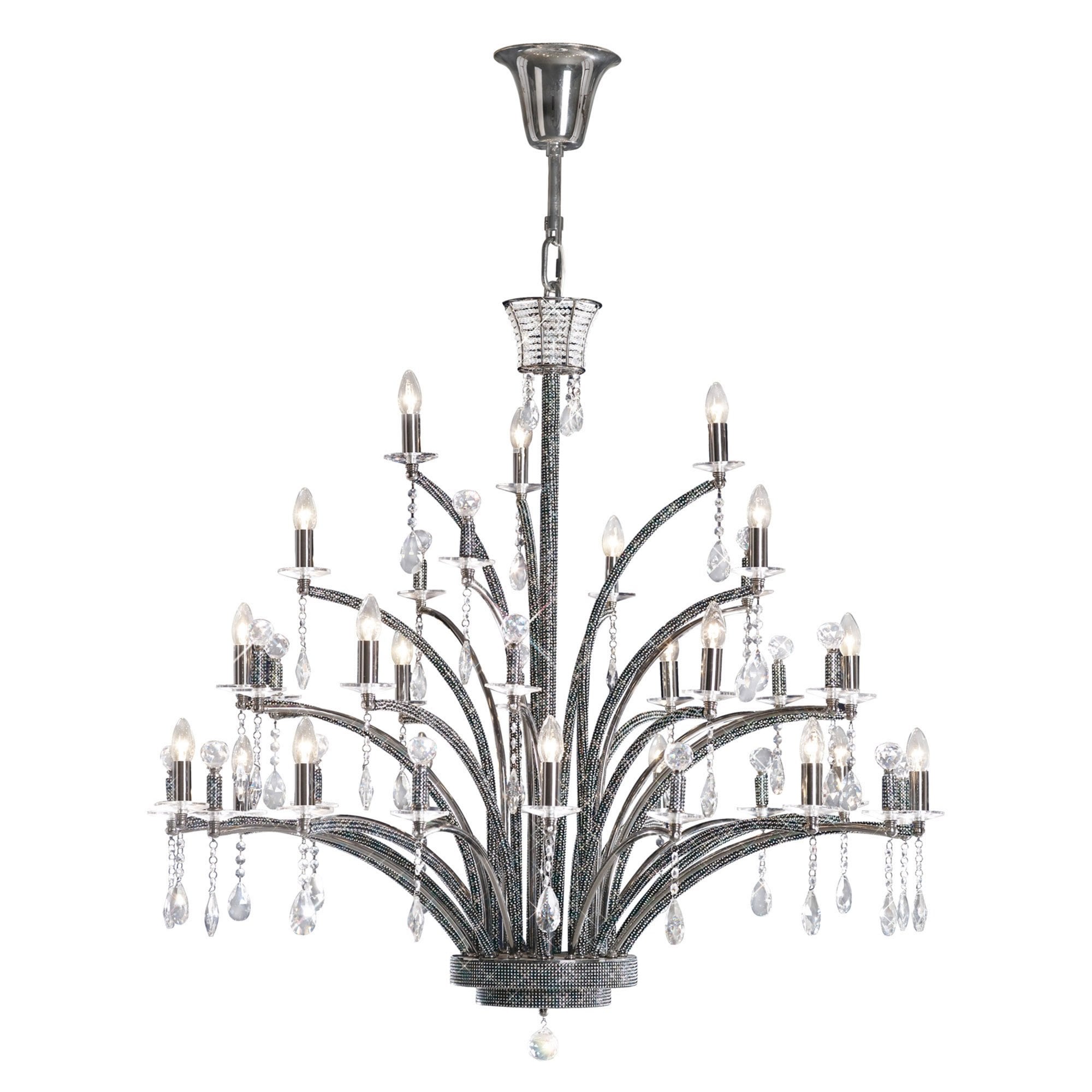 Diyas IL30490 Orlando Pendant 21 Light Black Chrome/Crystal (ITEM REQUIRES ASSEMBLY)