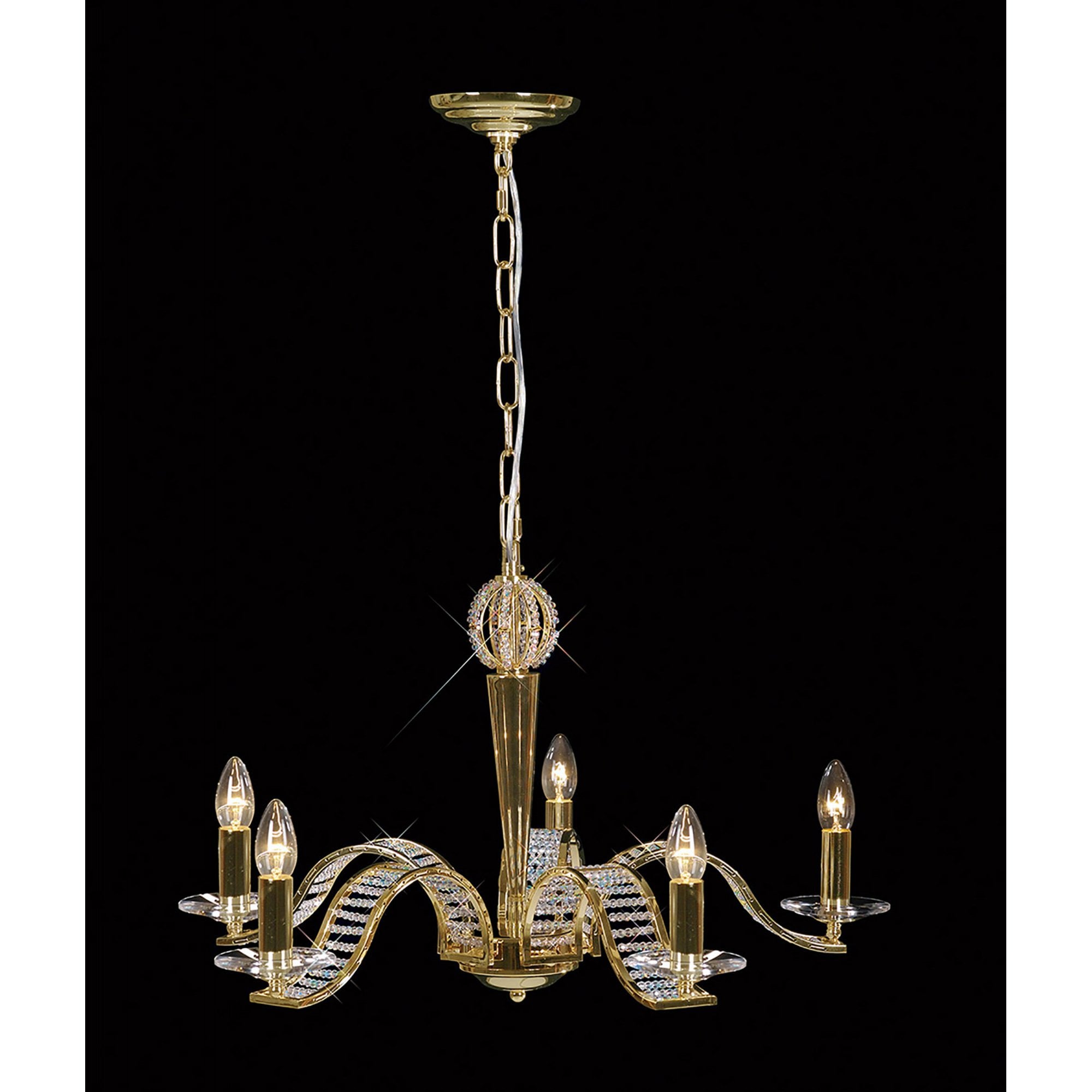 Diyas IL30445 Niobe Pendant 5 Light French Gold/Crystal