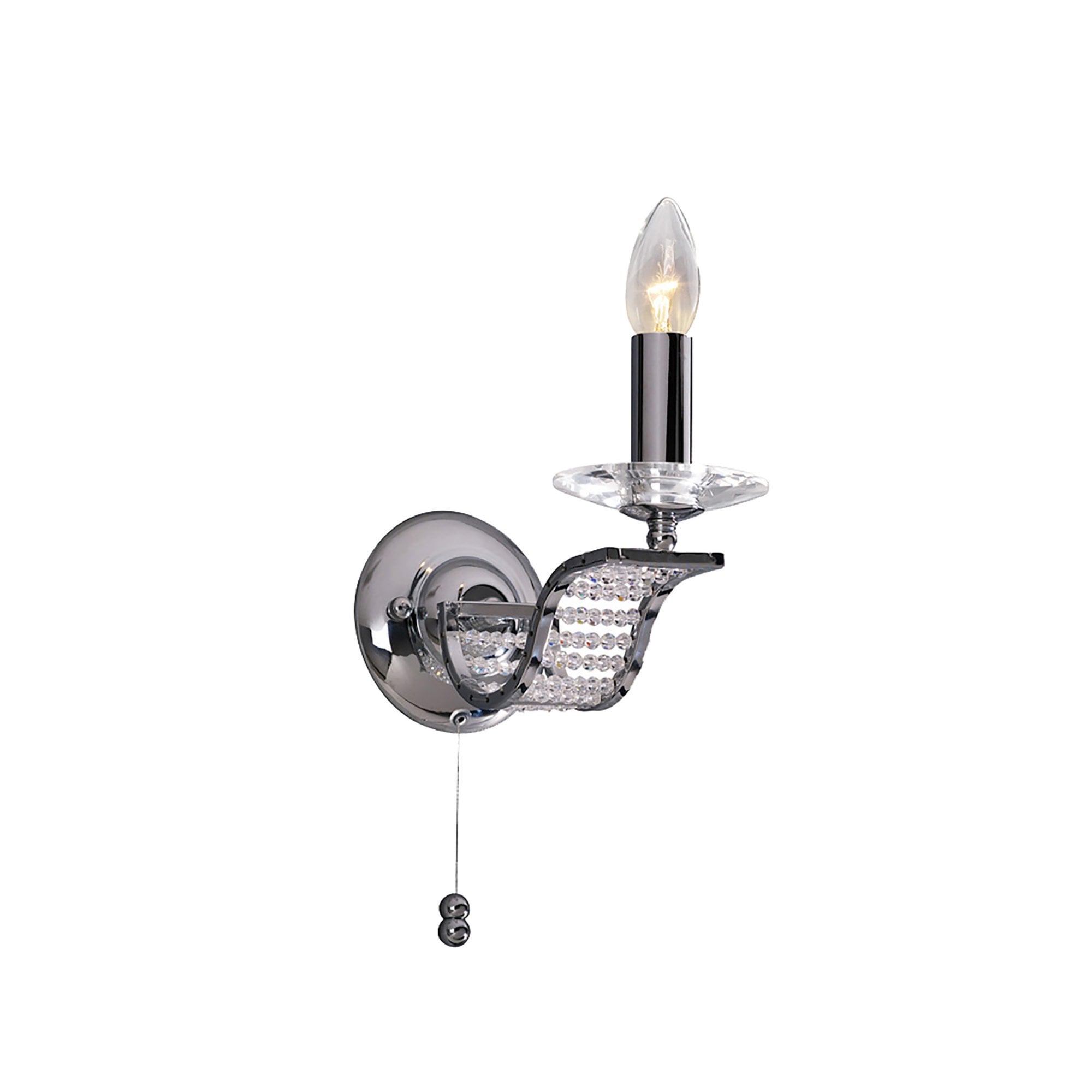 Diyas IL30341 Niobe Wall Light Switched 1 Light Polished Chrome/Crystal