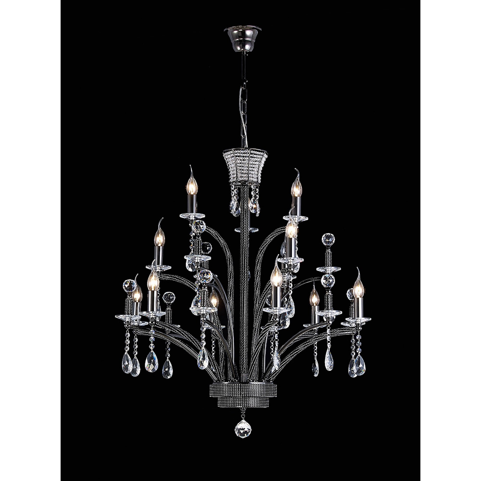 Diyas IL30481 Orlando Pendant Large 12 Light Black Chrome (ITEM REQUIRES ASSEMBLY)