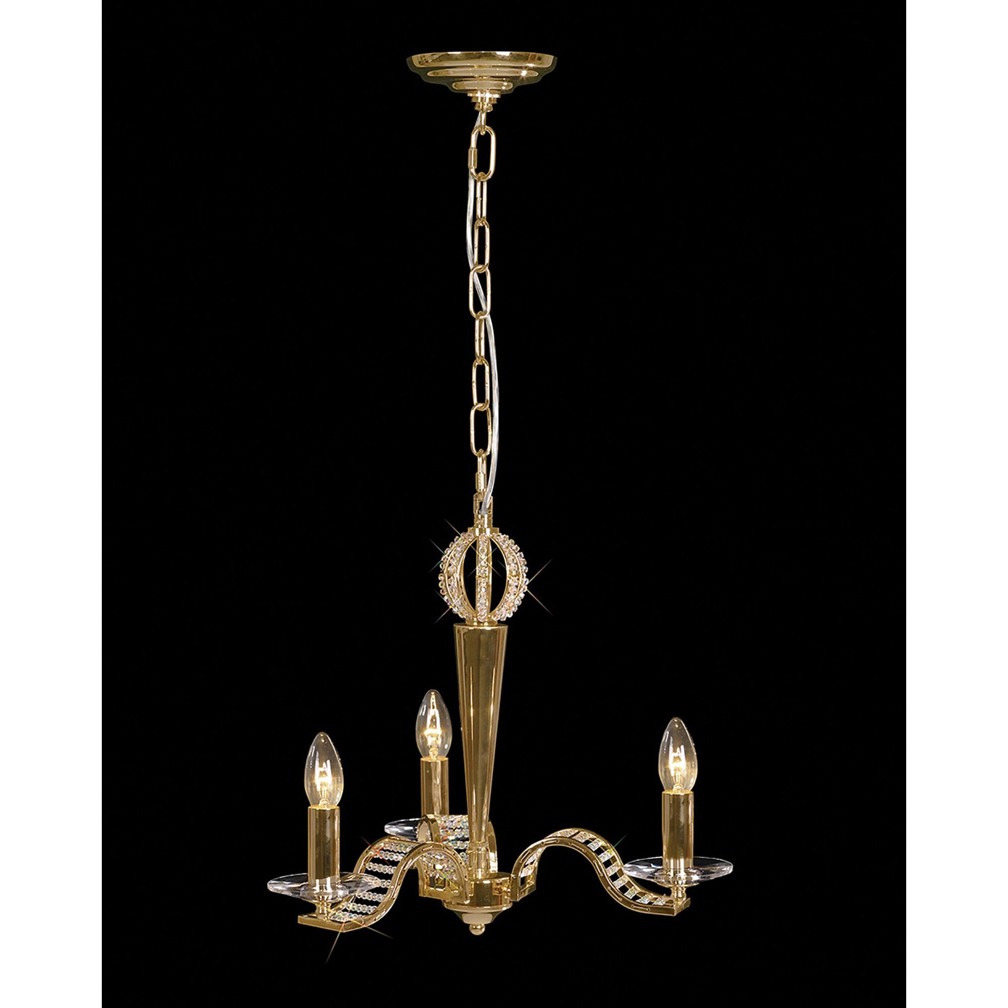 Diyas IL30443 Niobe Pendant 3 Light French Gold/Crystal