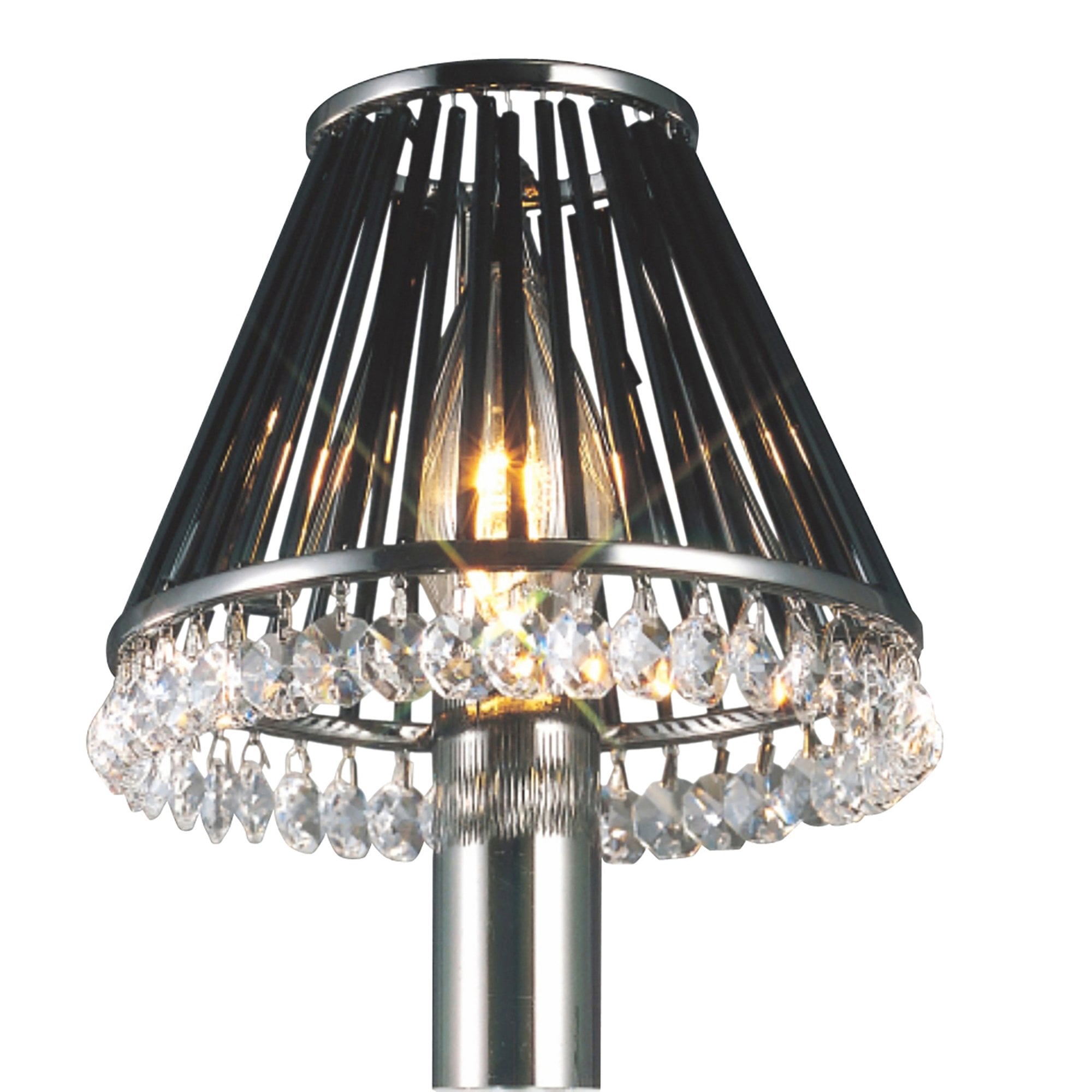 Diyas IL30900 Crystal Clip-On Shade - With Black Glass Rods Black Chrome/Crystal - 6.5/13cm - Shade Only