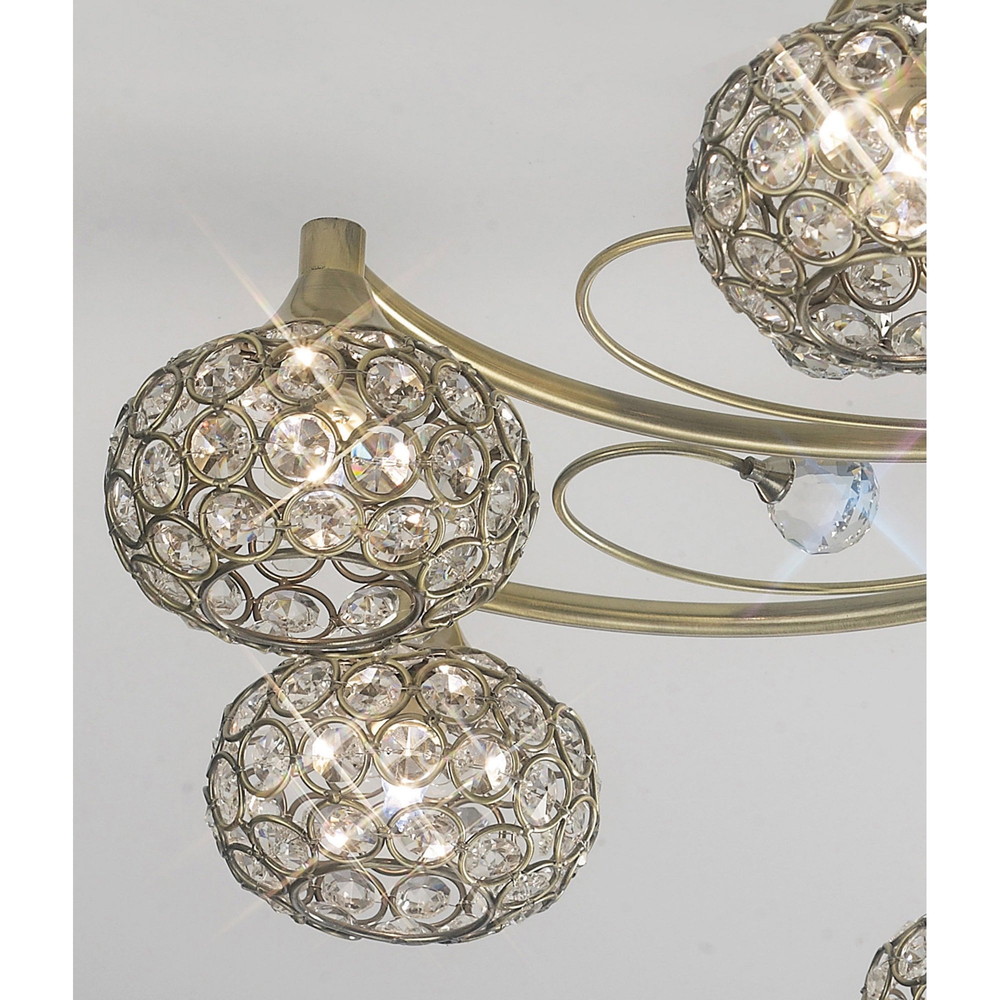 Diyas IL30948 Cara Semi Ceiling 8 Light Antique Brass/Crystal