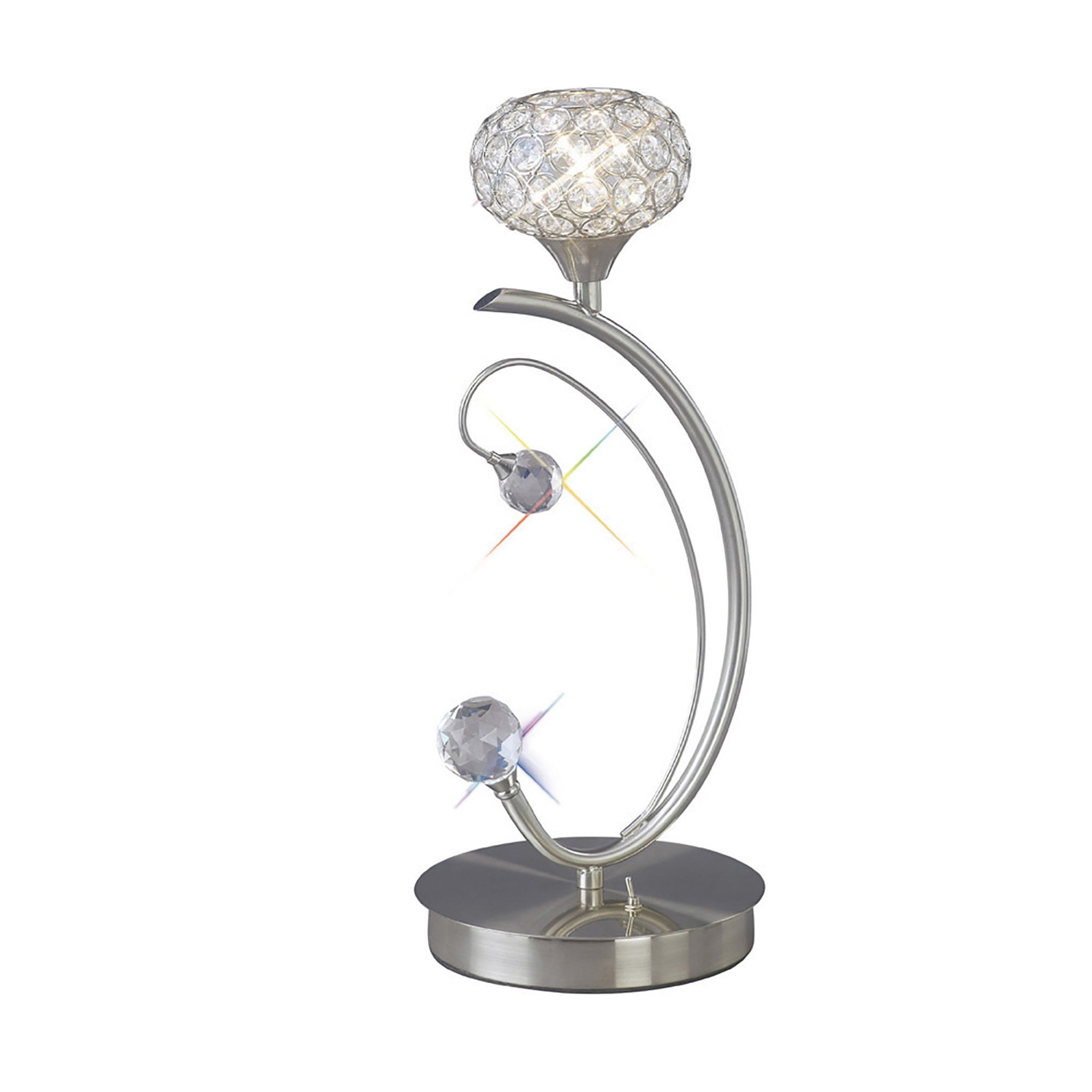 Diyas IL30939 Cara Table Lamp 1 Light Satin Nickel/Crystal