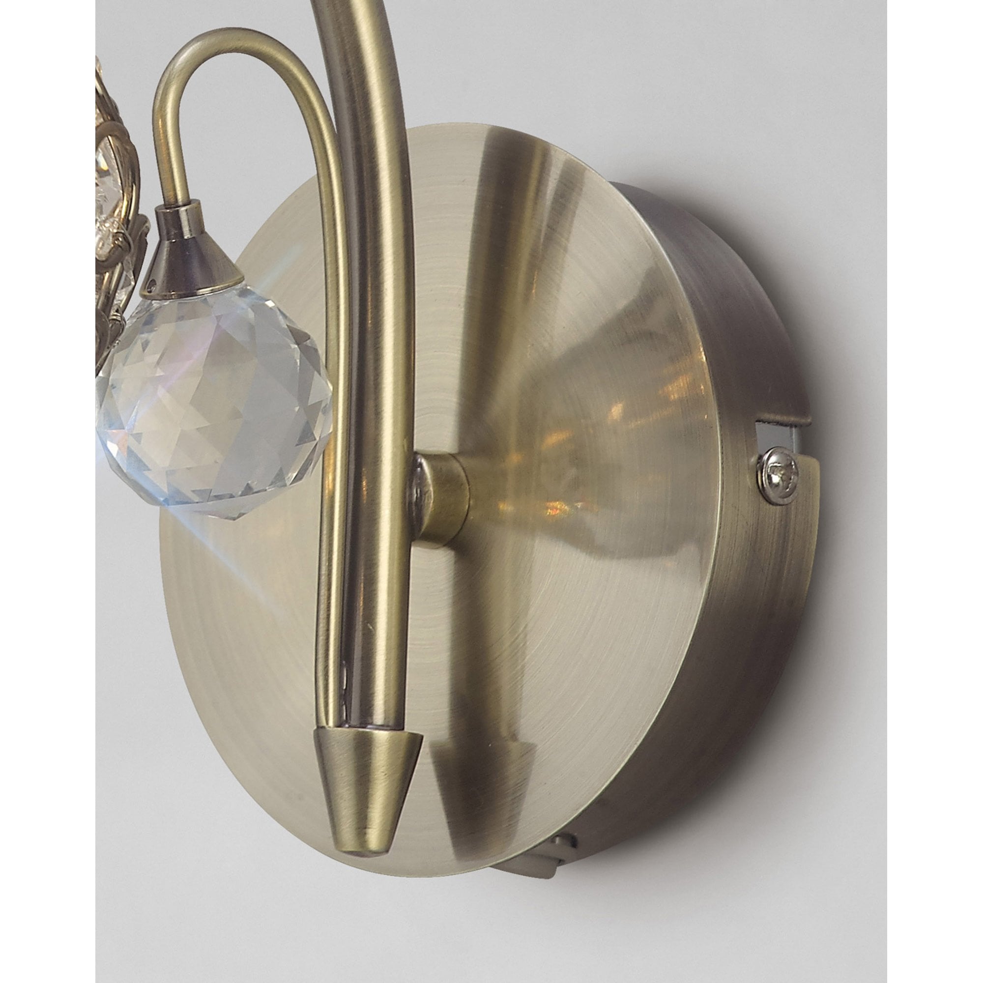 Diyas IL30941 Cara Wall Light Switched 1 Light Antique Brass/Crystal