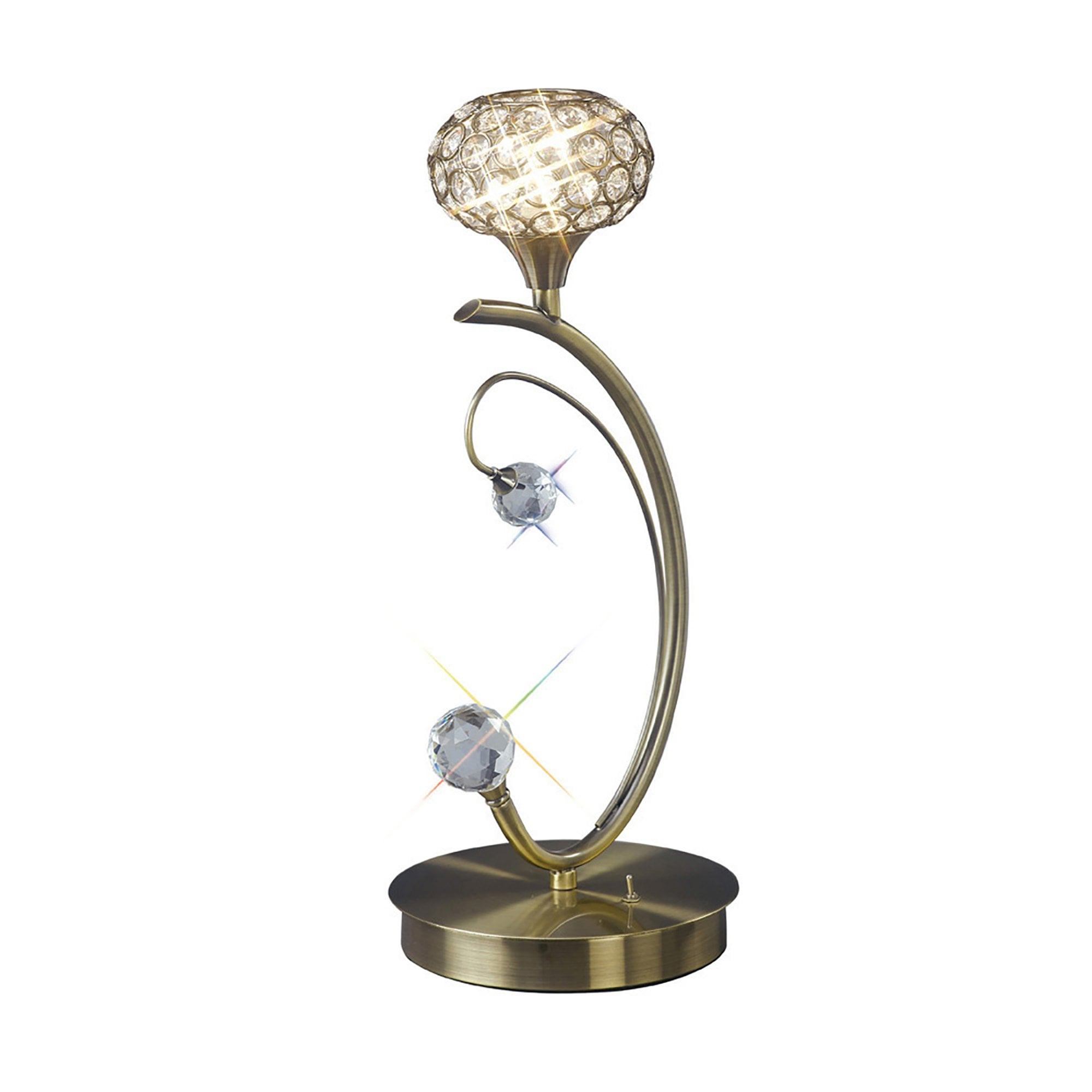 Diyas IL30949 Cara Table Lamp 1 Light Antique Brass/Crystal