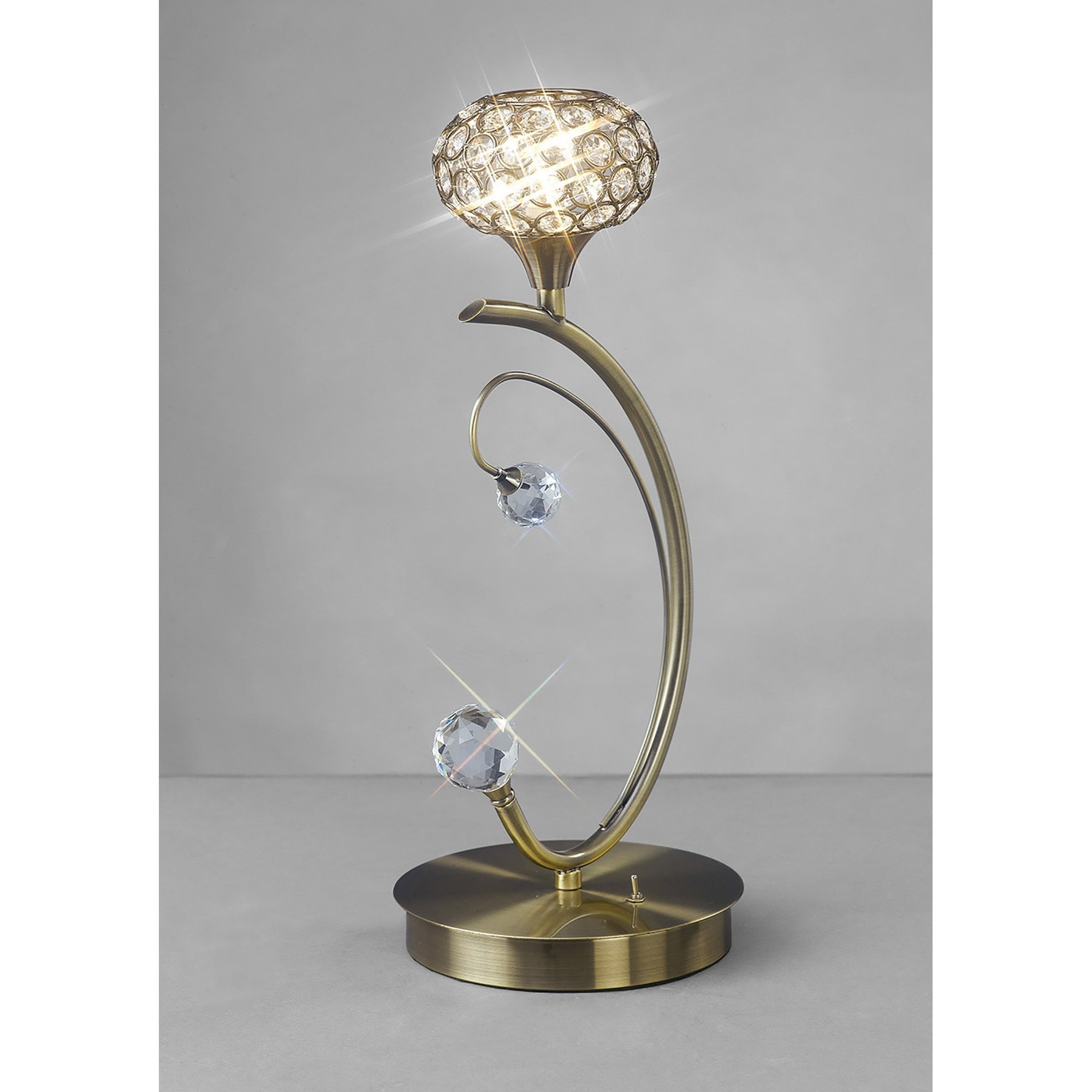 Diyas IL30949 Cara Table Lamp 1 Light Antique Brass/Crystal
