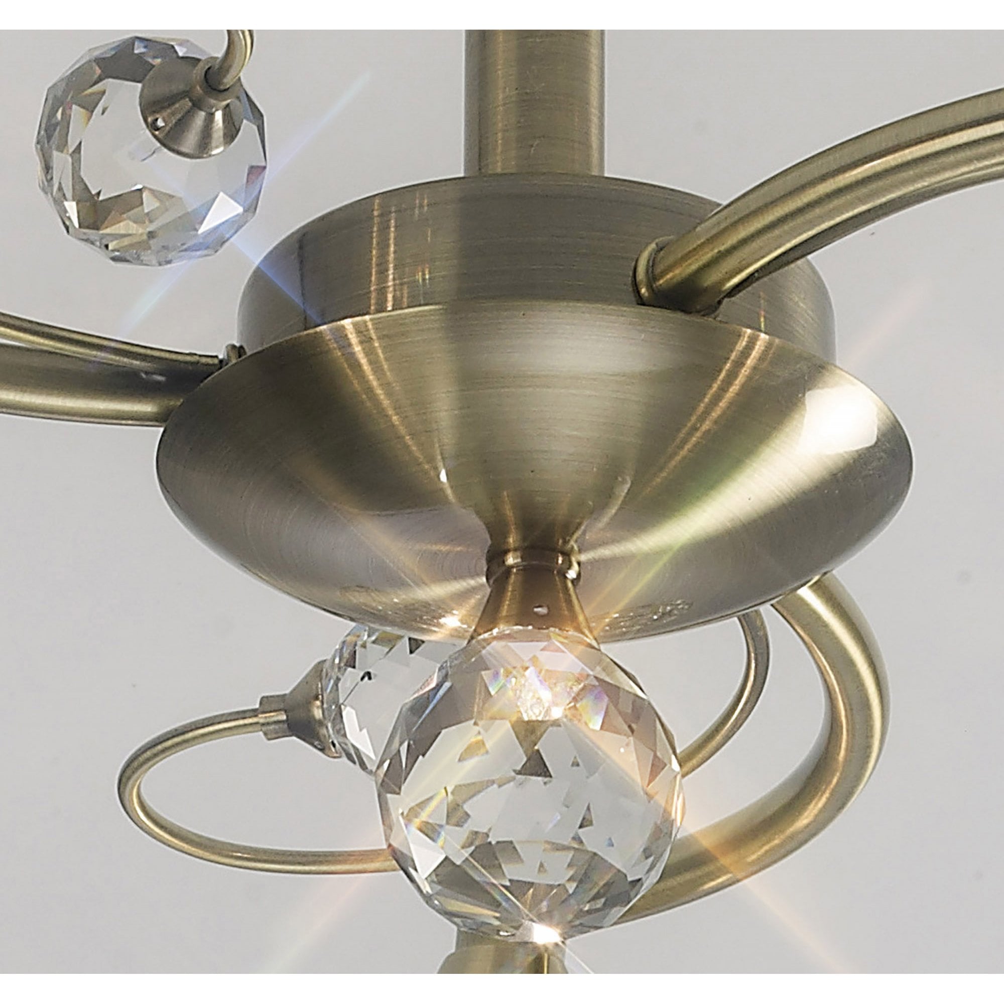 Diyas IL30943 Cara Semi Ceiling 3 Light Antique Brass/Crystal