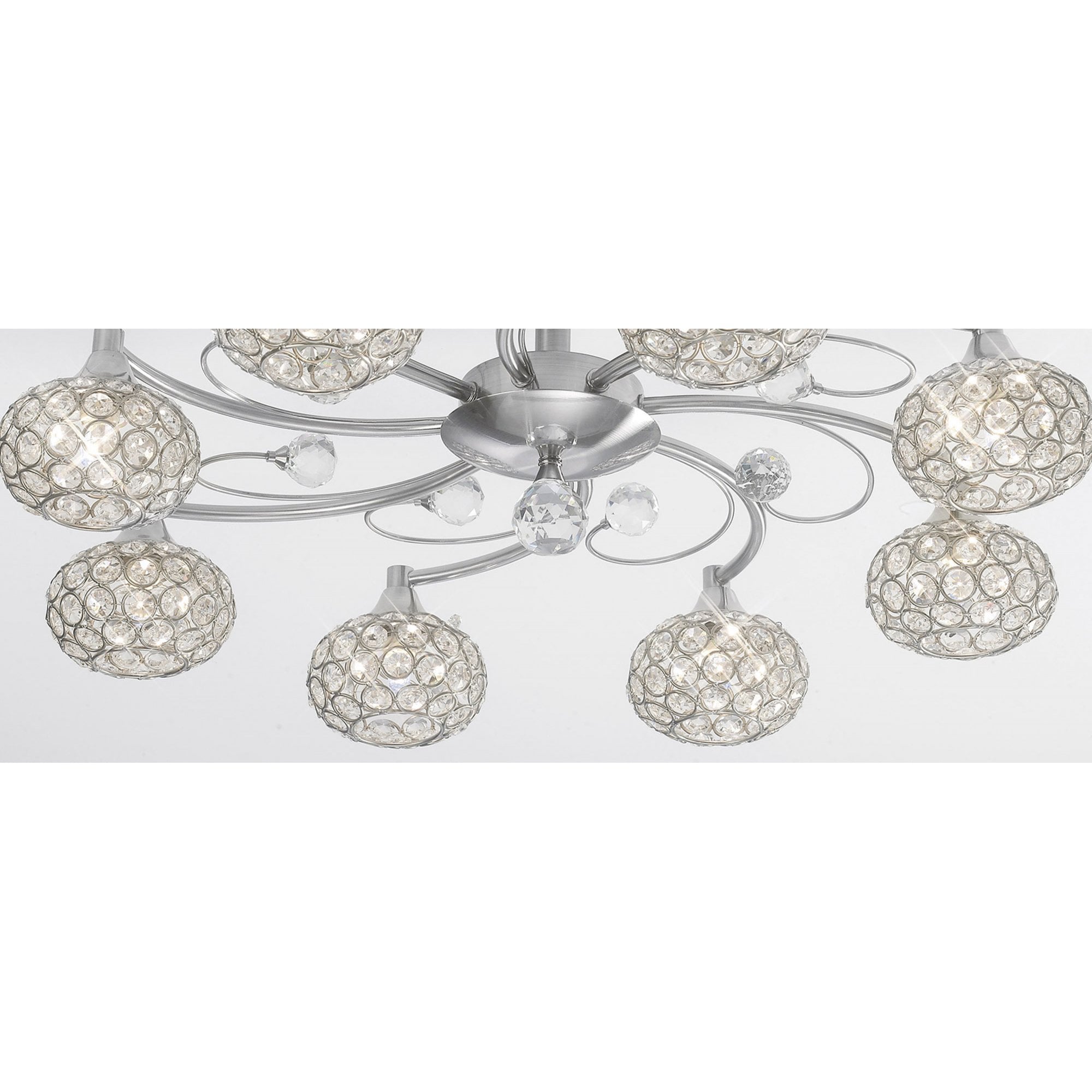 Diyas IL30938 Cara Semi Ceiling 8 Light Satin Nickel/Crystal